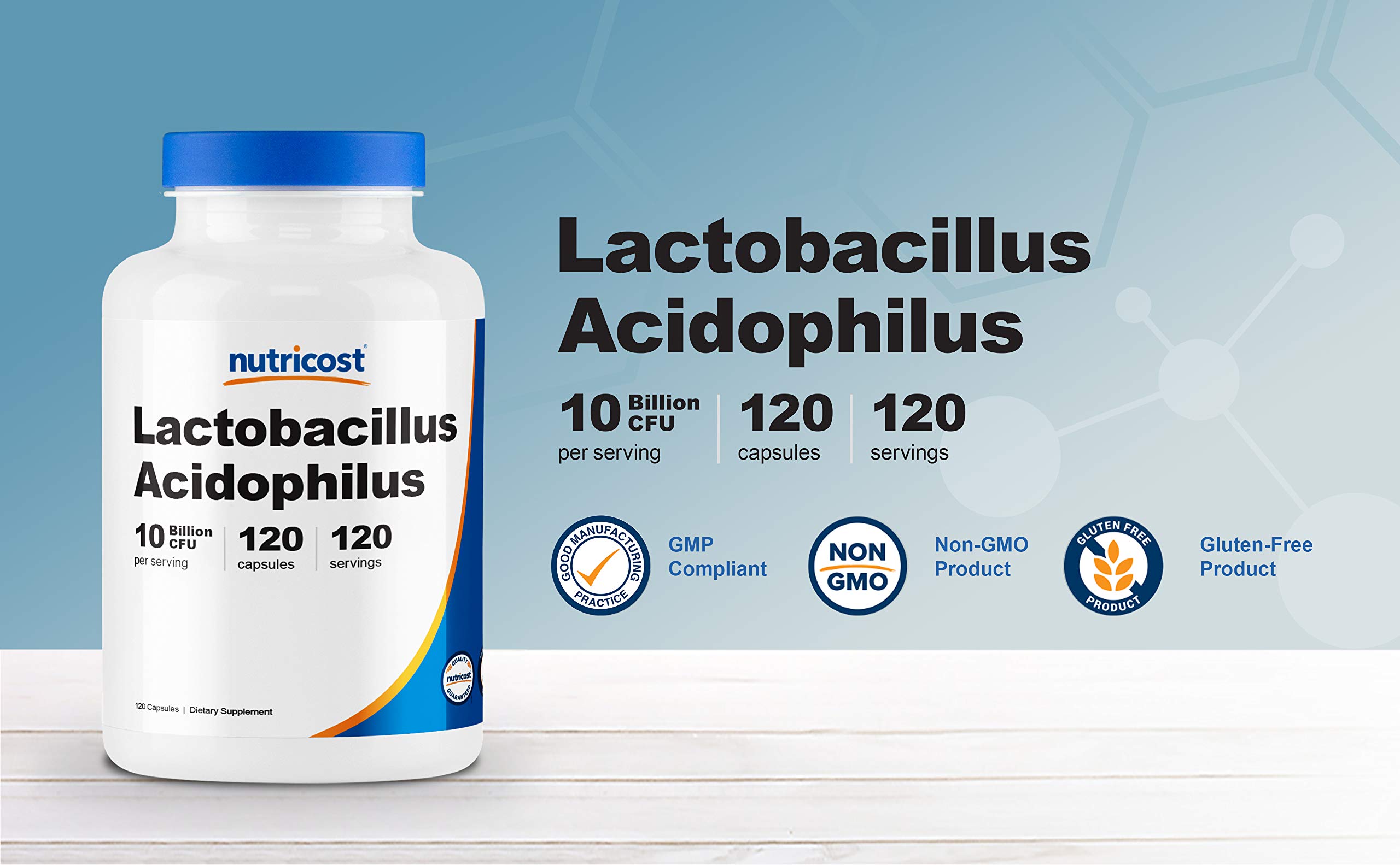 Foto 4 pulgar | Suplemento Nutricost Lactobacillus Acidophilus 10b Cfu 120 Cápsulas - Venta Internacional.