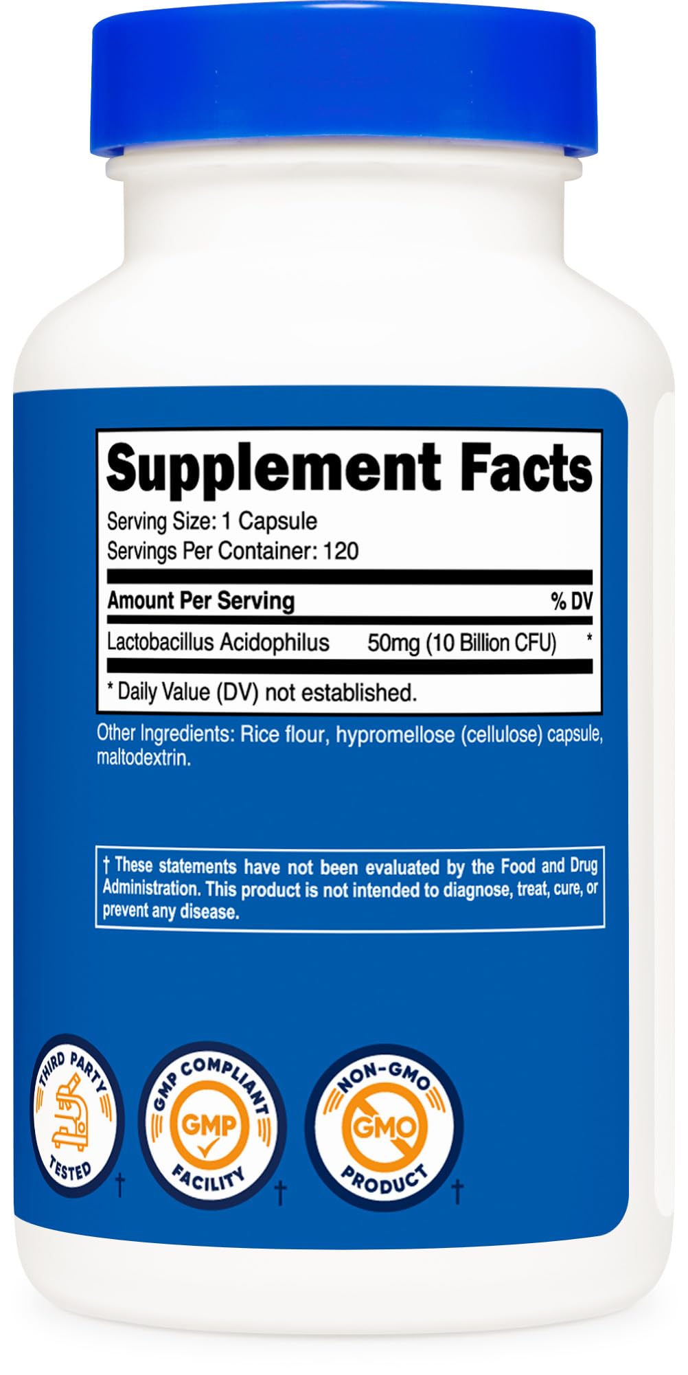 Foto 7 pulgar | Suplemento Nutricost Lactobacillus Acidophilus 10b Cfu 120 Cápsulas - Venta Internacional.