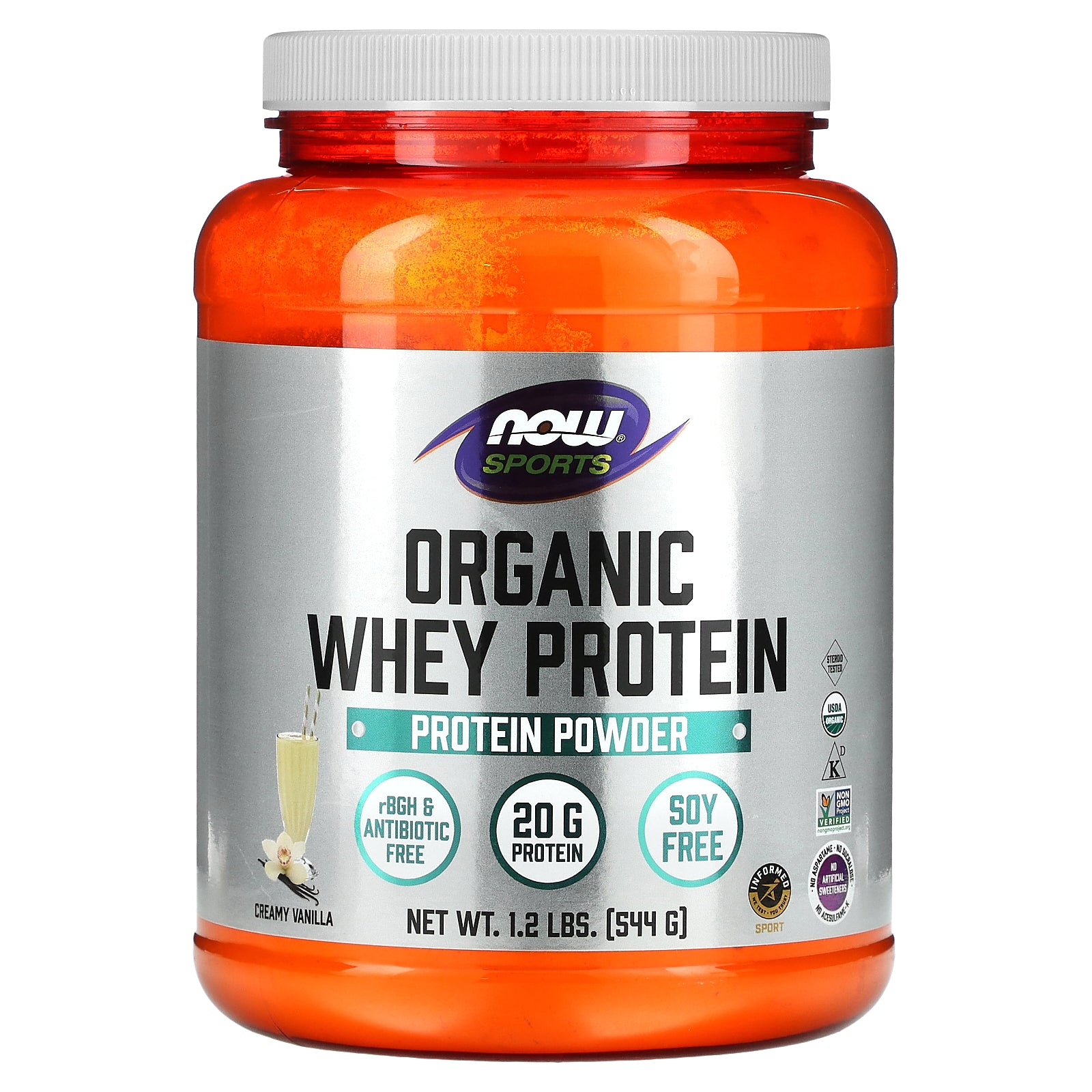 Foto 2 pulgar | Proteína En Polvo Now Foods Sport Organic Whey Creamy Vainilla 544g - Venta Internacional.