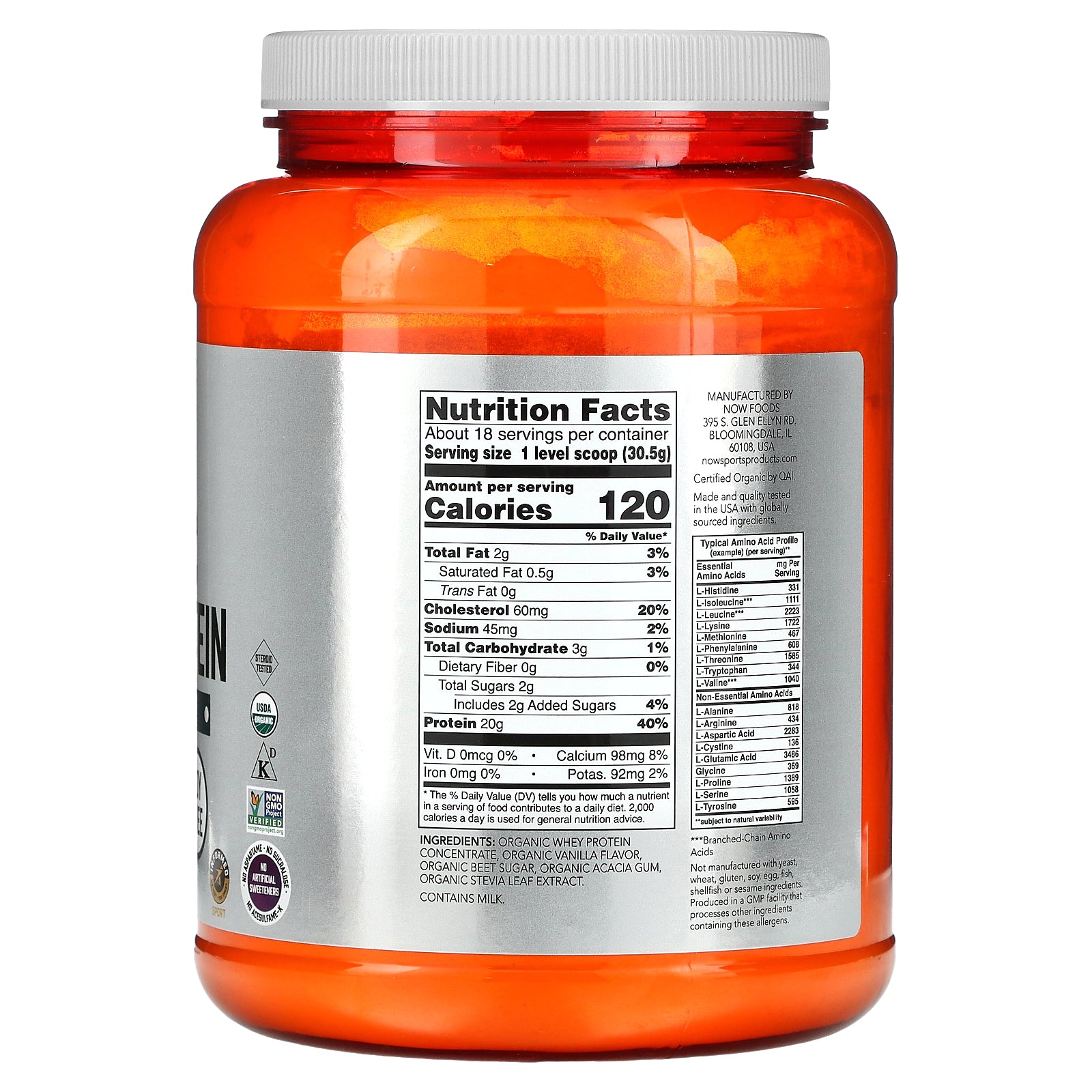 Foto 3 pulgar | Proteína En Polvo Now Foods Sport Organic Whey Creamy Vainilla 544g - Venta Internacional.