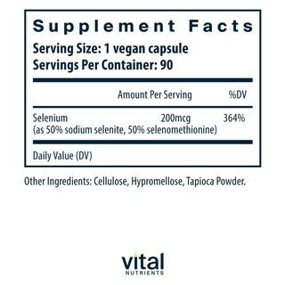 Foto 2 | Suplemento De Selenio De Vital Nutrients 200 Mcg 90 Cápsulas - Venta Internacional.