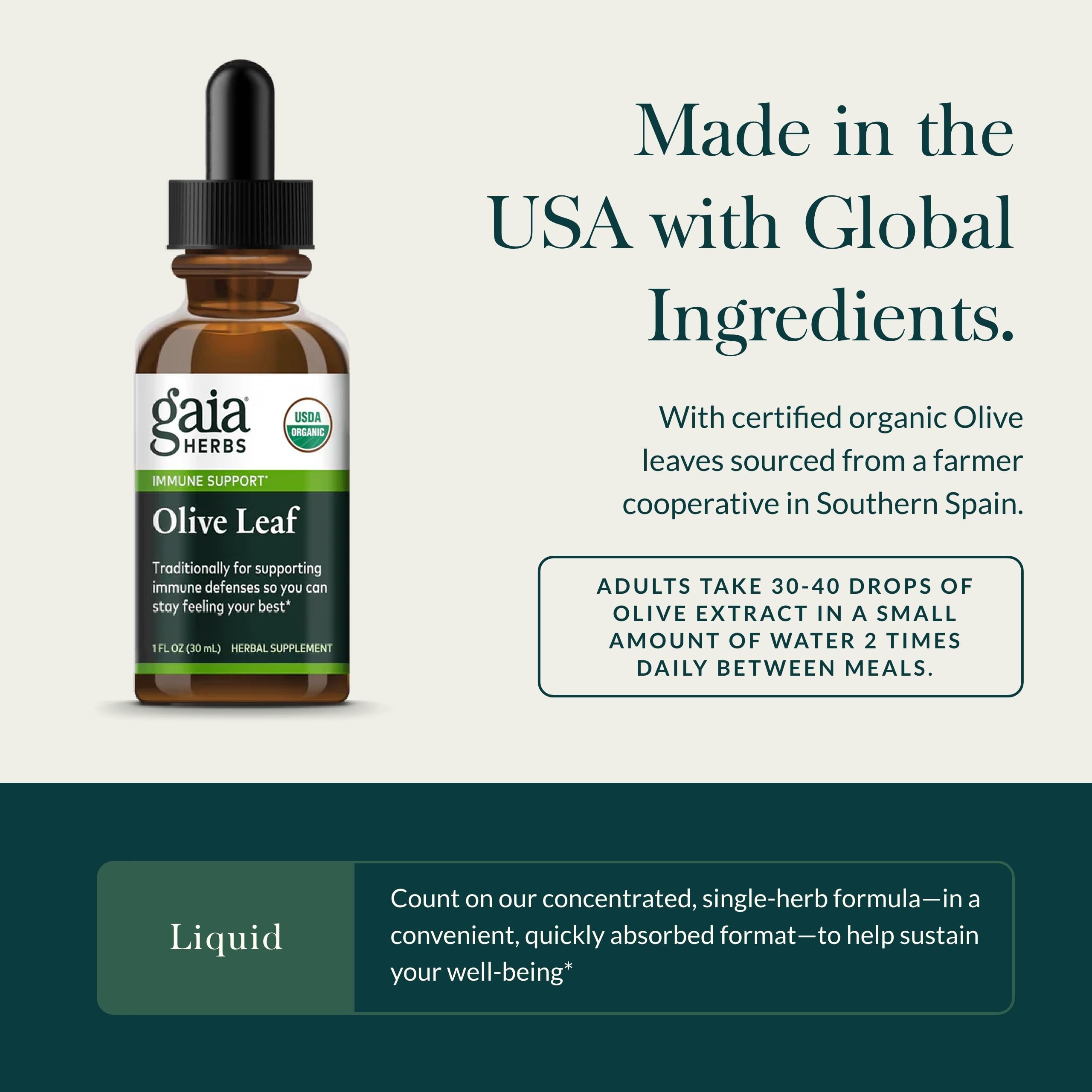 Foto 5 pulgar | Extracto Líquido De Hoja De Olivo De Gaia Herbs 30 Ml - Venta Internacional.