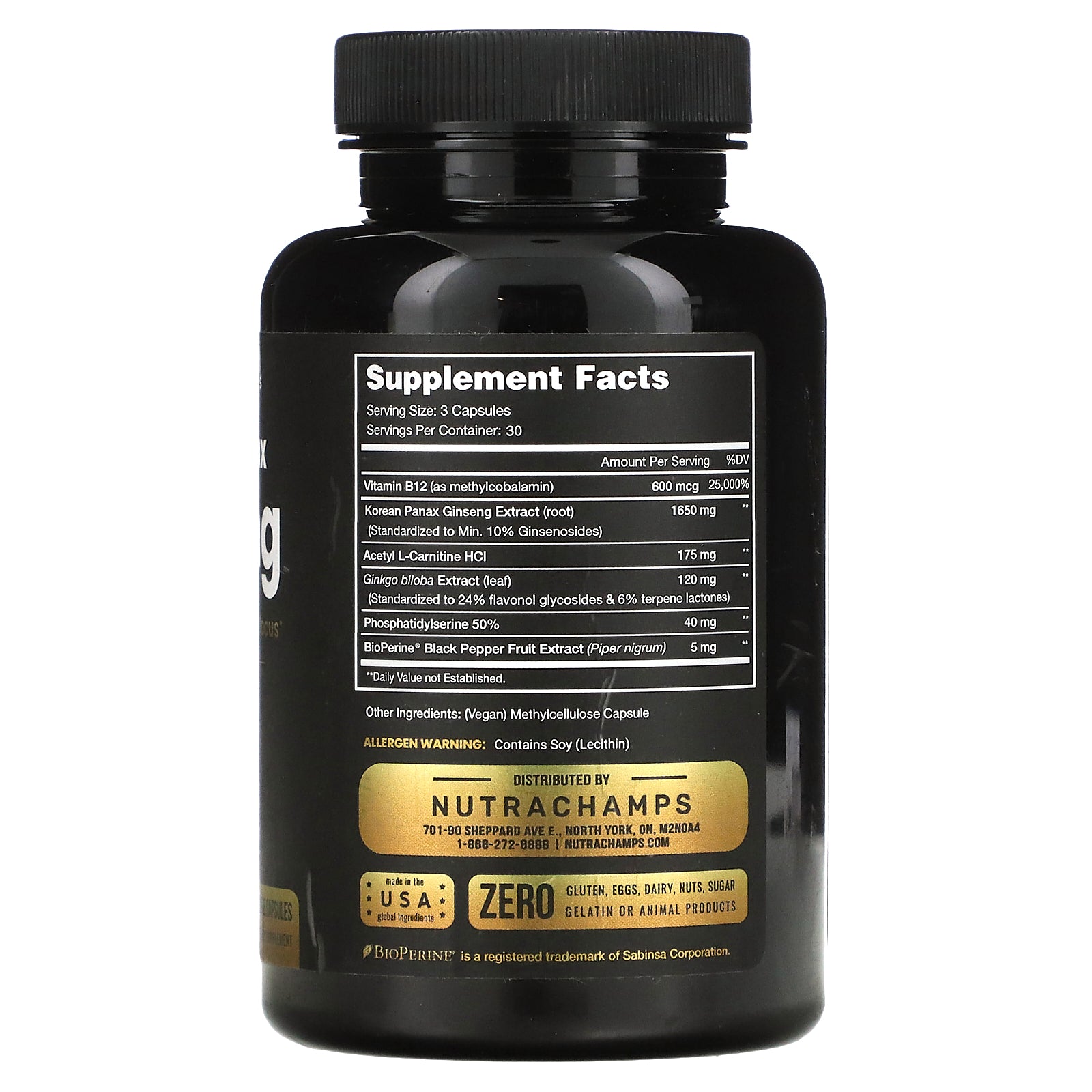 Foto 2 | Suplemento Nutrachamps Korean Panax Ginseng 90 Cápsulas Vegetarianas - Venta Internacional.
