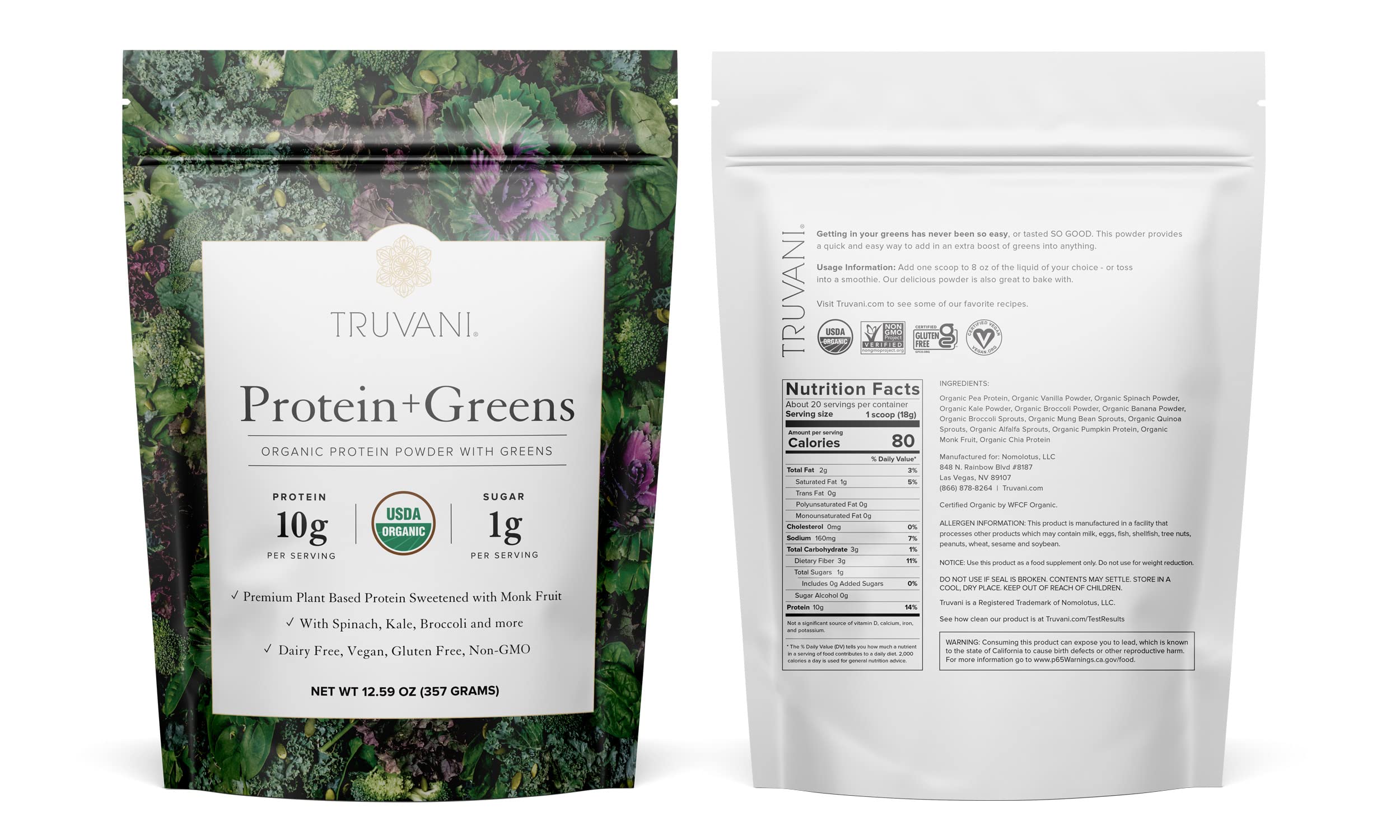 Foto 4 pulgar | Protein + Greens Truvani 357 g-Venta Internacional