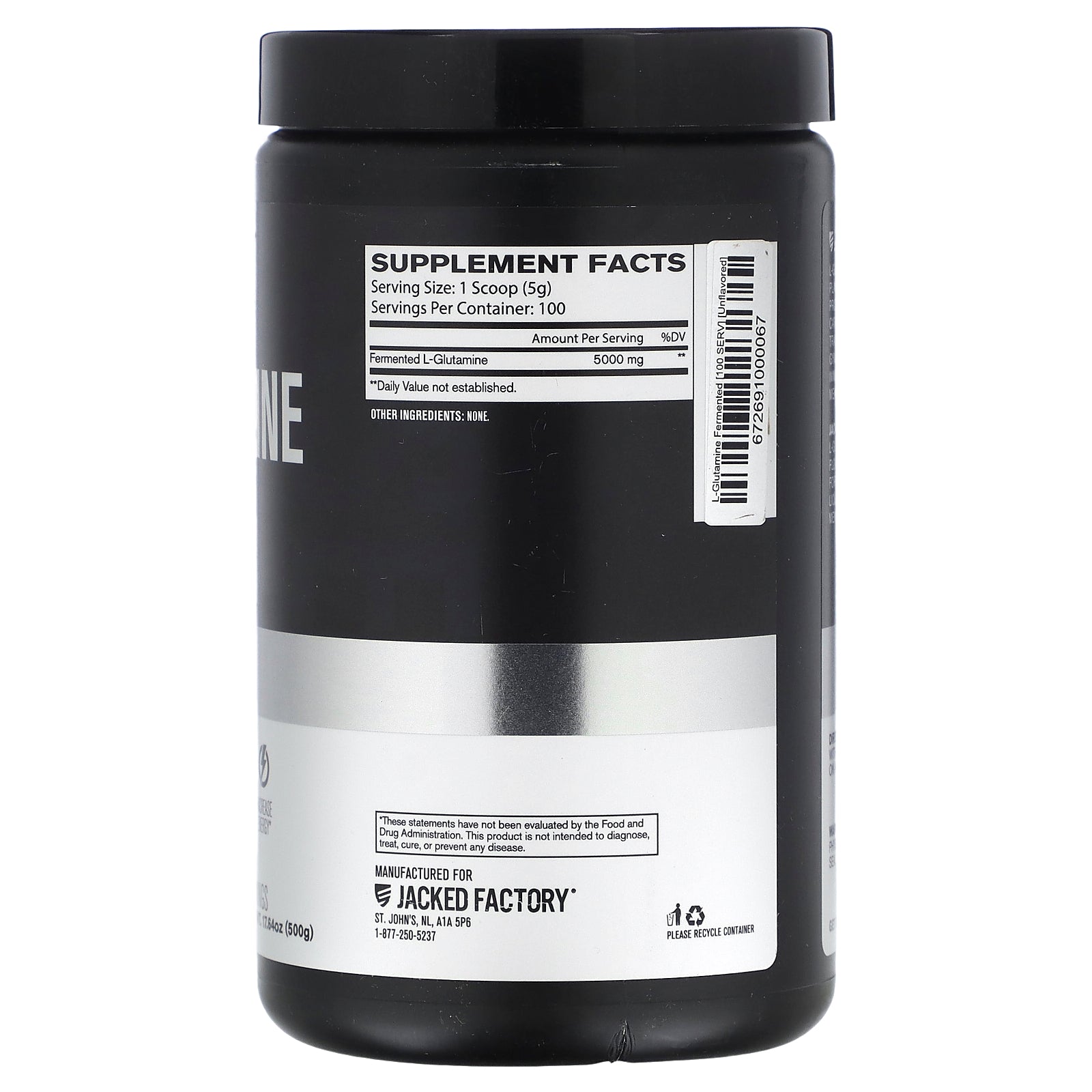 Foto 2 | Suplemento Jacked Factory L-glutamina Fermentada 500 G - Venta Internacional.