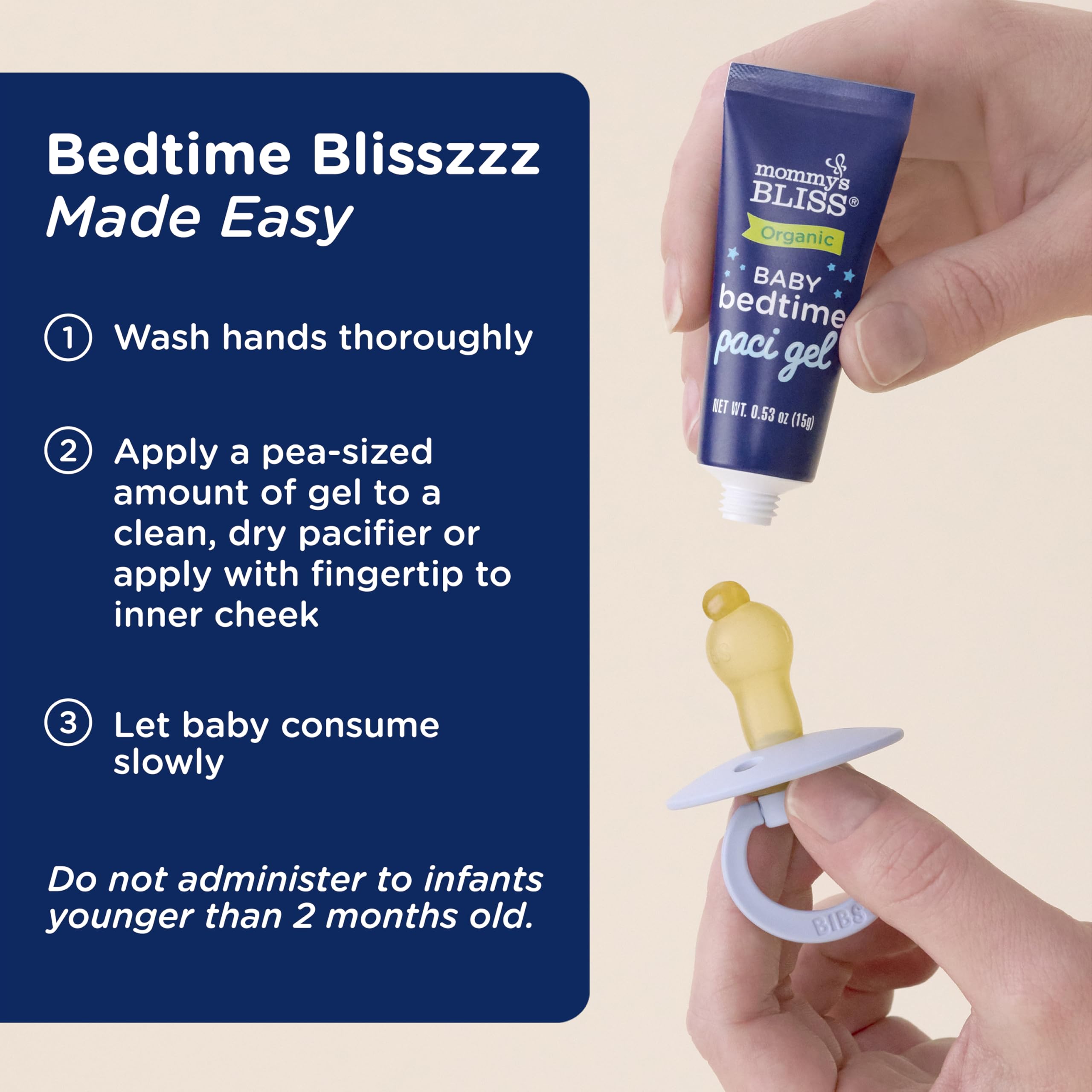 Foto 5 pulgar | Baby Bedtime Paci Gel Mommy's Bliss Organic, 15 Ml, 2 Meses O Más - Venta Internacional.