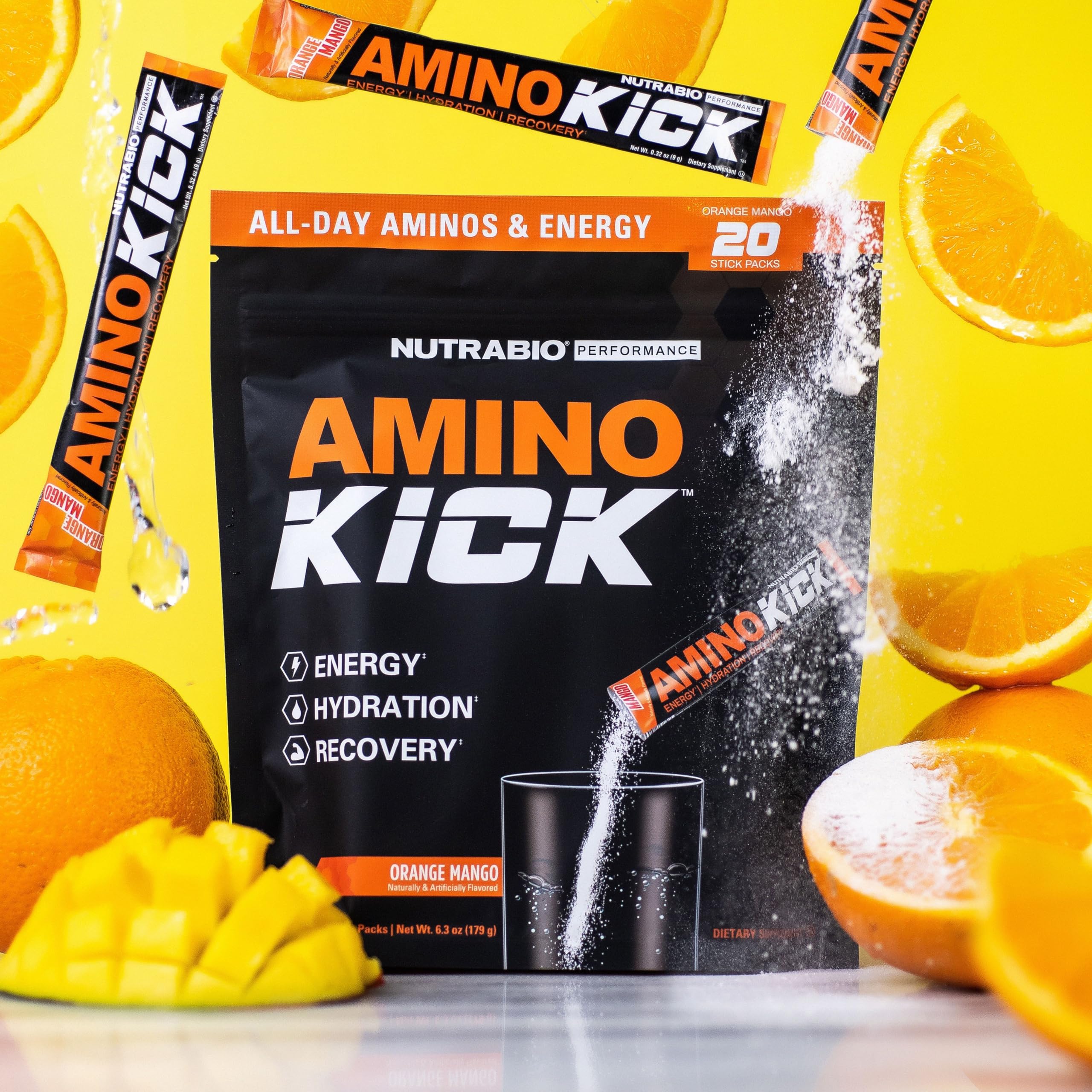 Foto 3 pulgar | Suplemento Nutrabio Amino Kick All In One, 20 Porciones De Naranja Y Mango - Venta Internacional.