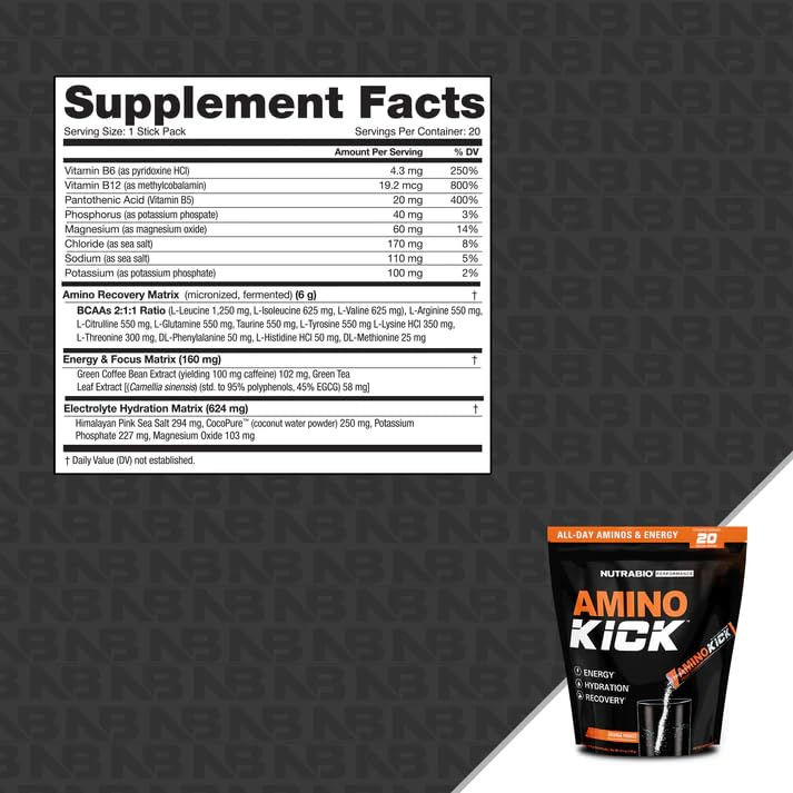 Foto 4 pulgar | Suplemento Nutrabio Amino Kick All In One, 20 Porciones De Naranja Y Mango - Venta Internacional.