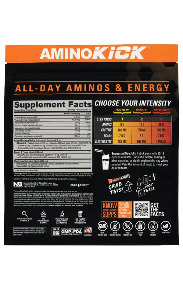 Foto 7 pulgar | Suplemento Nutrabio Amino Kick All In One, 20 Porciones De Naranja Y Mango - Venta Internacional.