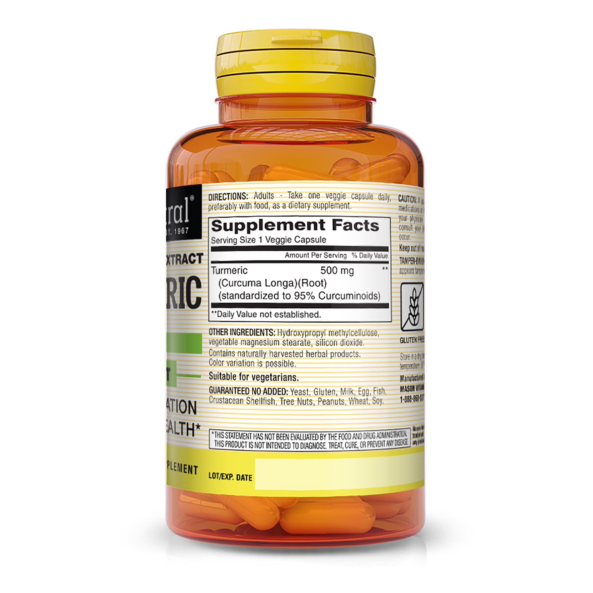 Foto 2 | Suplemento Mason Natural Turmeric 500 Mg 60 Cápsulas Vegetarianas - Venta Internacional.