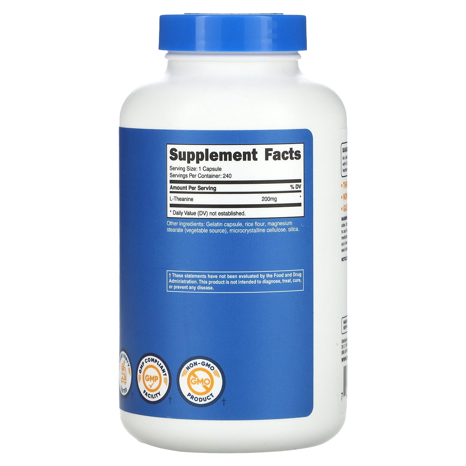 Foto 2 | Suplemento Nutricost L-teanina 200 Mg 240 Cápsulas - Venta Internacional.