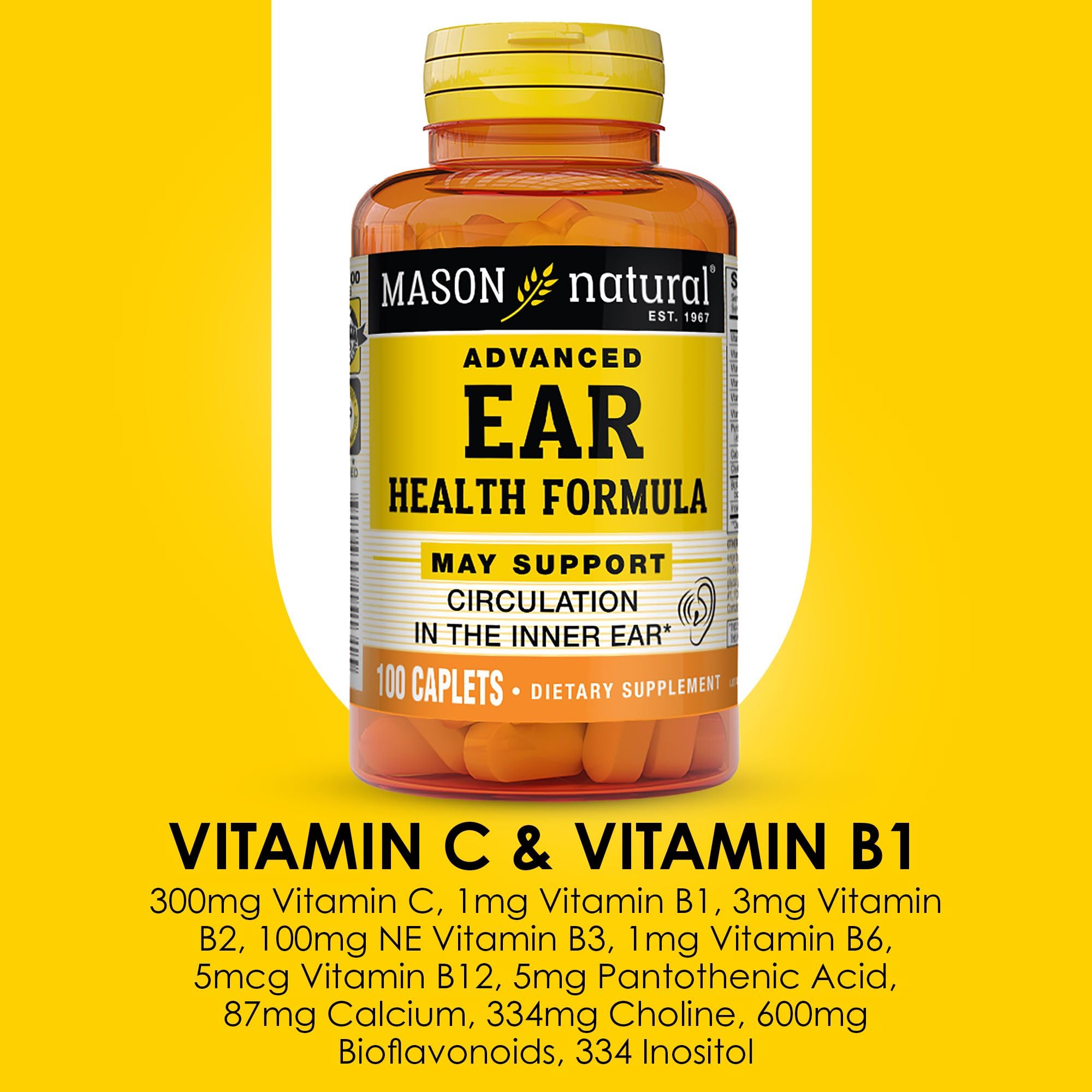 Foto 5 pulgar | Suplemento Mason Natural Advanced Ear Health 100 Comprimidos - Venta Internacional.