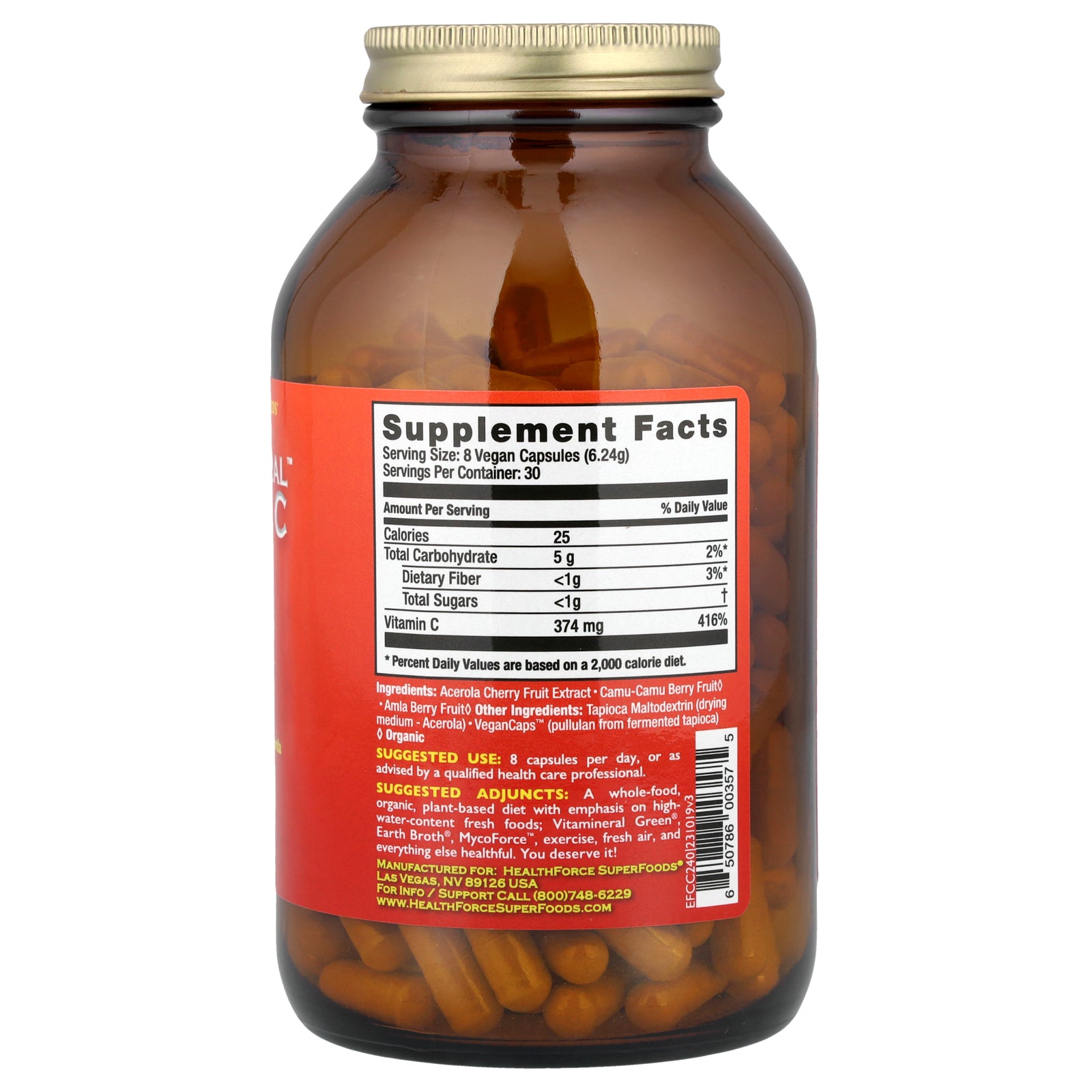 Foto 2 | Suplemento De Vitamina C Truly Natural Superfoods De Healthforce, 240 Cápsulas - Venta Internacional.