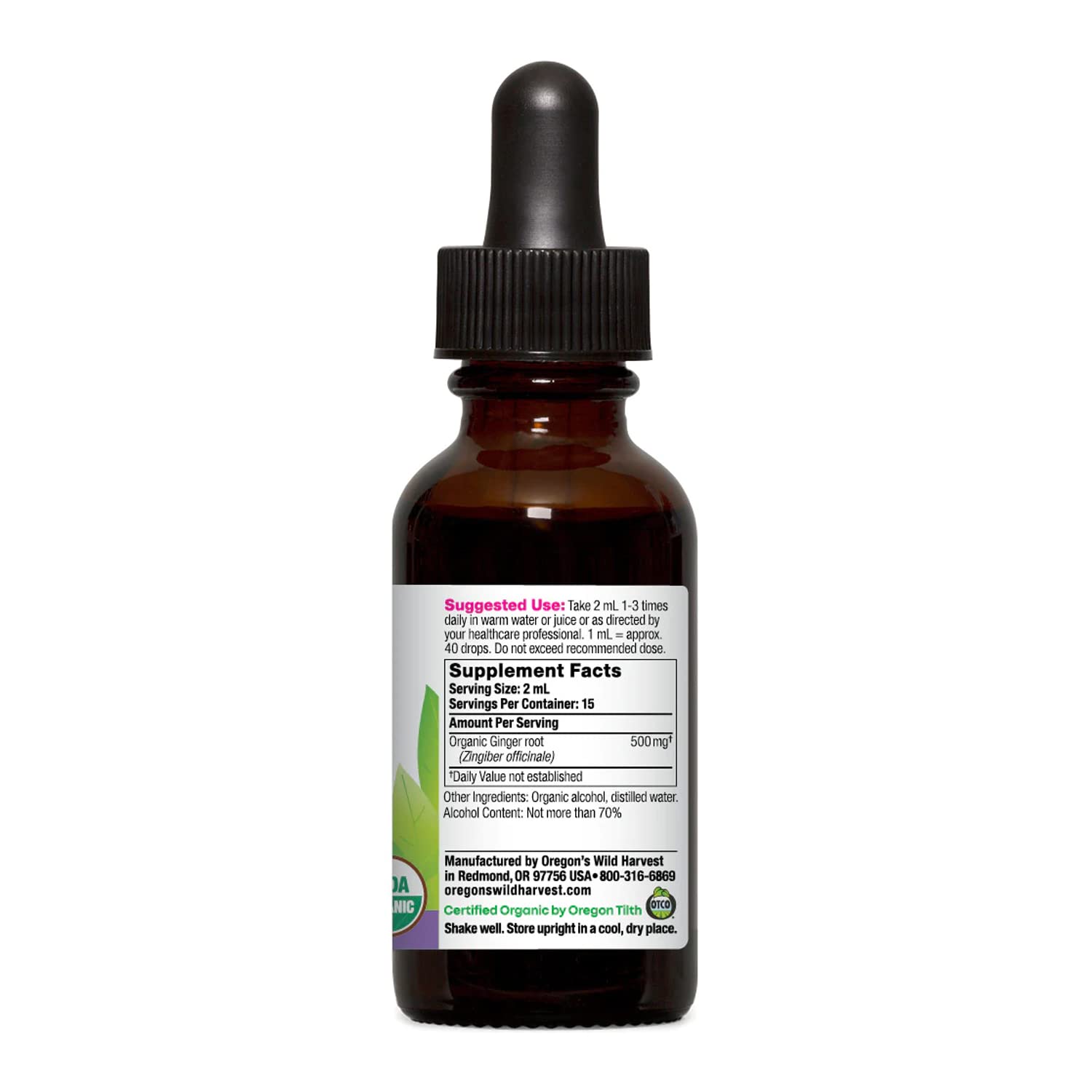 Foto 3 pulgar | Suplemento De Extracto De Jengibre Orgánico De Oregon's Wild Harvest, 30 Ml - Venta Internacional.