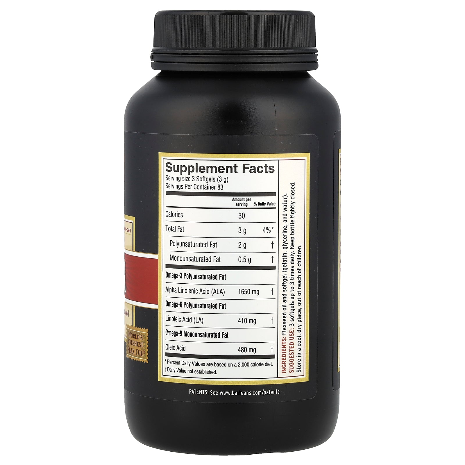 Foto 2 | Suplemento De Aceite De Lino Fresco De Barlean 250 Cápsulas Blandas - Venta Internacional.