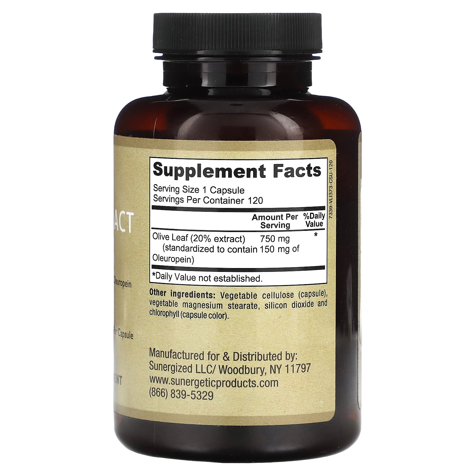 Foto 3 pulgar | Suplemento De Extracto De Hoja De Olivo Sunergetic 750 Mg 120 Cápsulas - Venta Internacional.