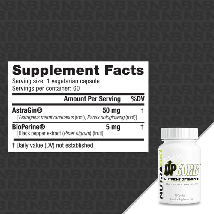 Foto 3 pulgar | Suplemento Nutrabio Upsorb Bioperine Nutrient Enhancer 60 Cápsulas - Venta Internacional