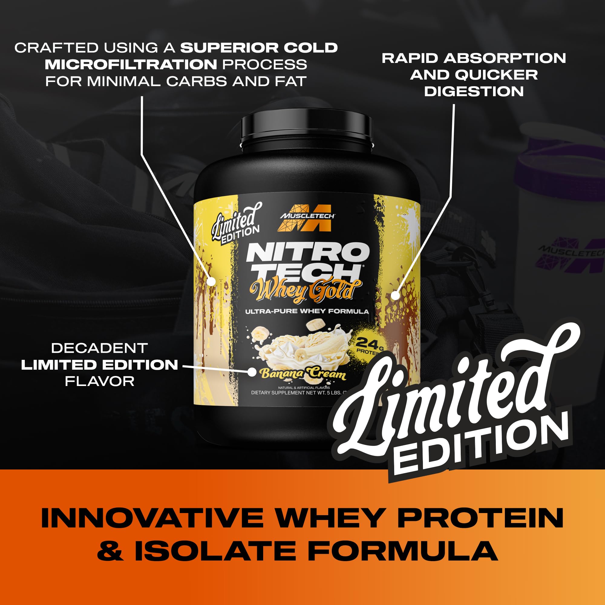 Foto 2 | Proteína En Polvo Muscletech Nitro-tech Whey Banana 2,27 Kg - Venta Internacional.