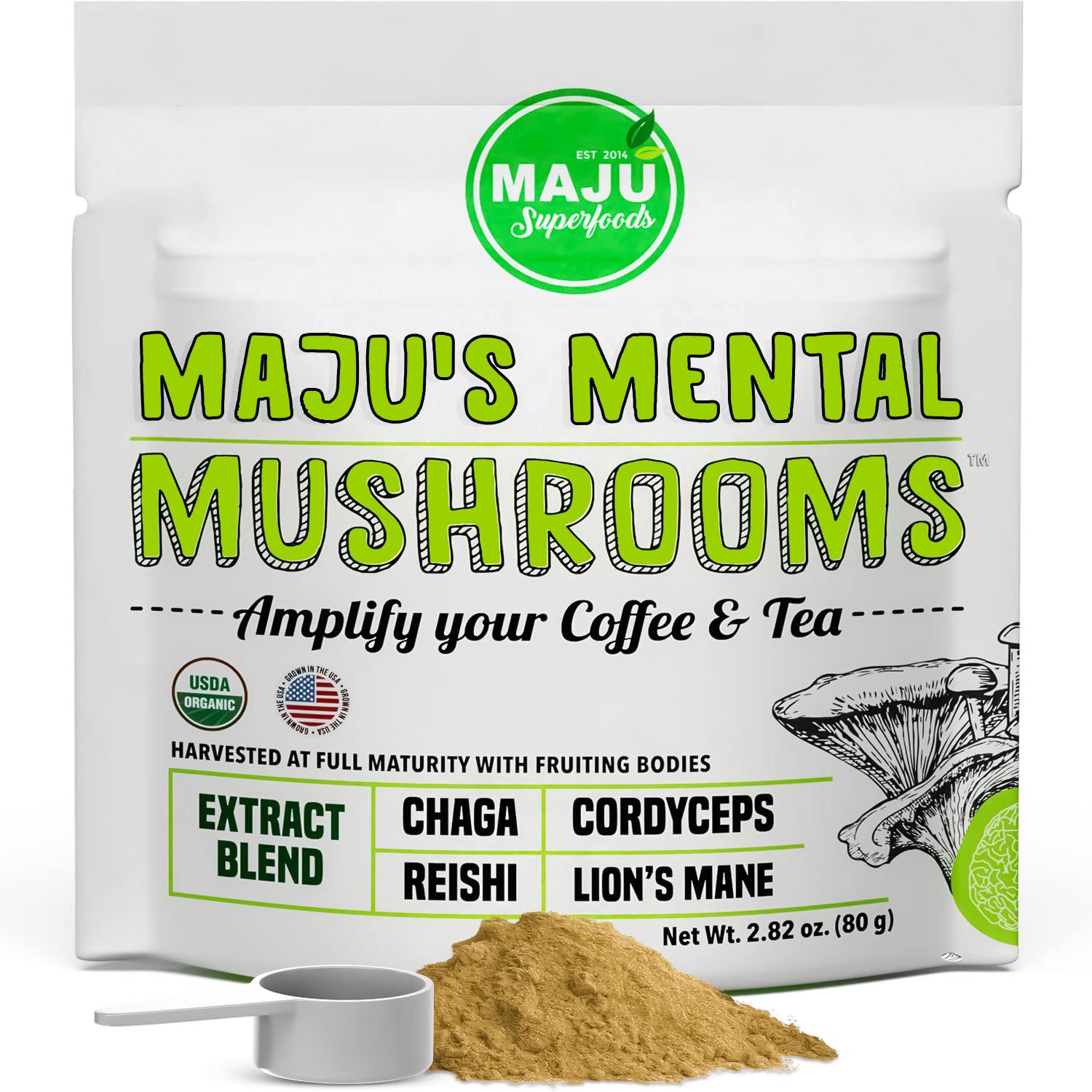 Foto 2 pulgar | Suplemento En Polvo De Extracto De Hongos Mentales De Maju Superfoods - Venta Internacional.