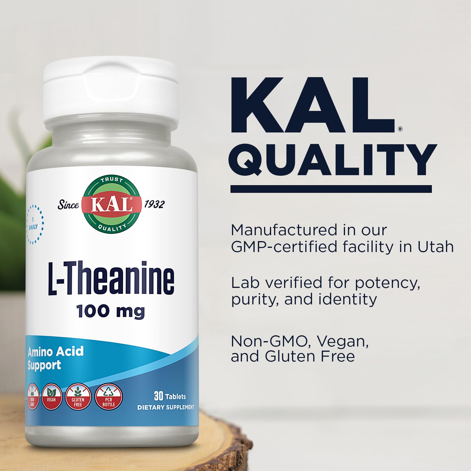 Foto 6 pulgar | Suplemento Kal L-teanina 100 Mg 30 Comprimidos - Venta Internacional