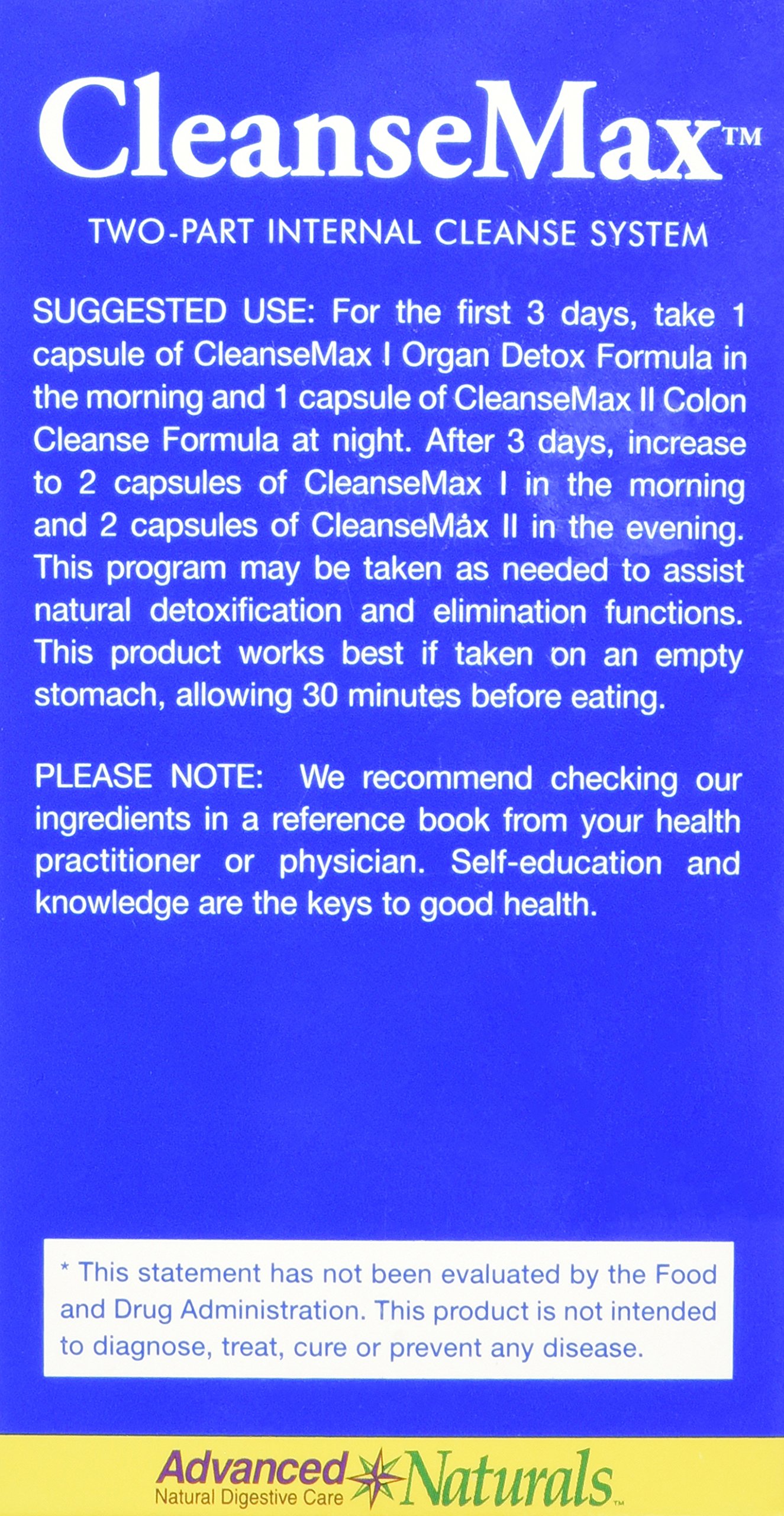 Foto 5 pulgar | Kit Supplement Advanced Naturals Cleansemax De 2 Partes, 120 Unidades - Venta Internacional.