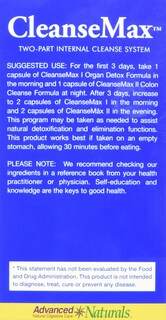 Foto 4 | Kit Supplement Advanced Naturals Cleansemax De 2 Partes, 120 Unidades - Venta Internacional.