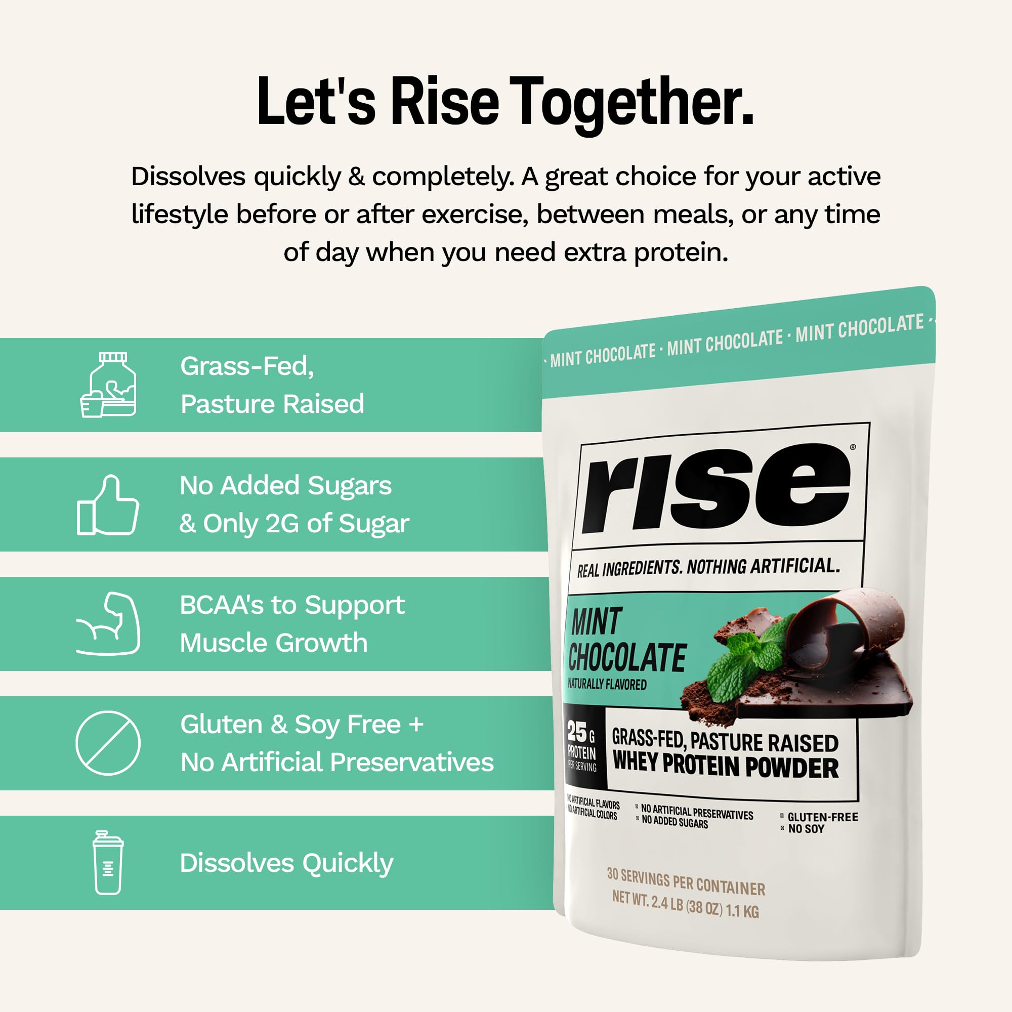 Foto 7 | Proteína Menta de Chocolate Rise 1.1 kg-Venta Internacional