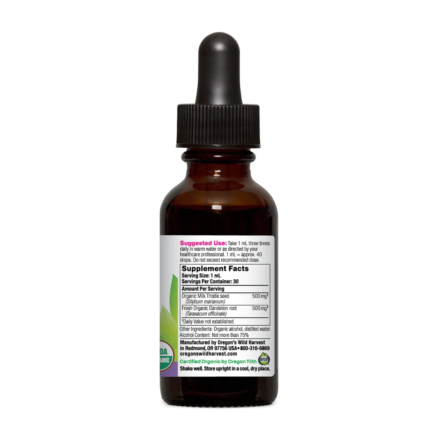 Foto 3 pulgar | Suplemento Oregon's Wild Harvest Milk Thistle Dandelion 30 Ml - Venta Internacional.
