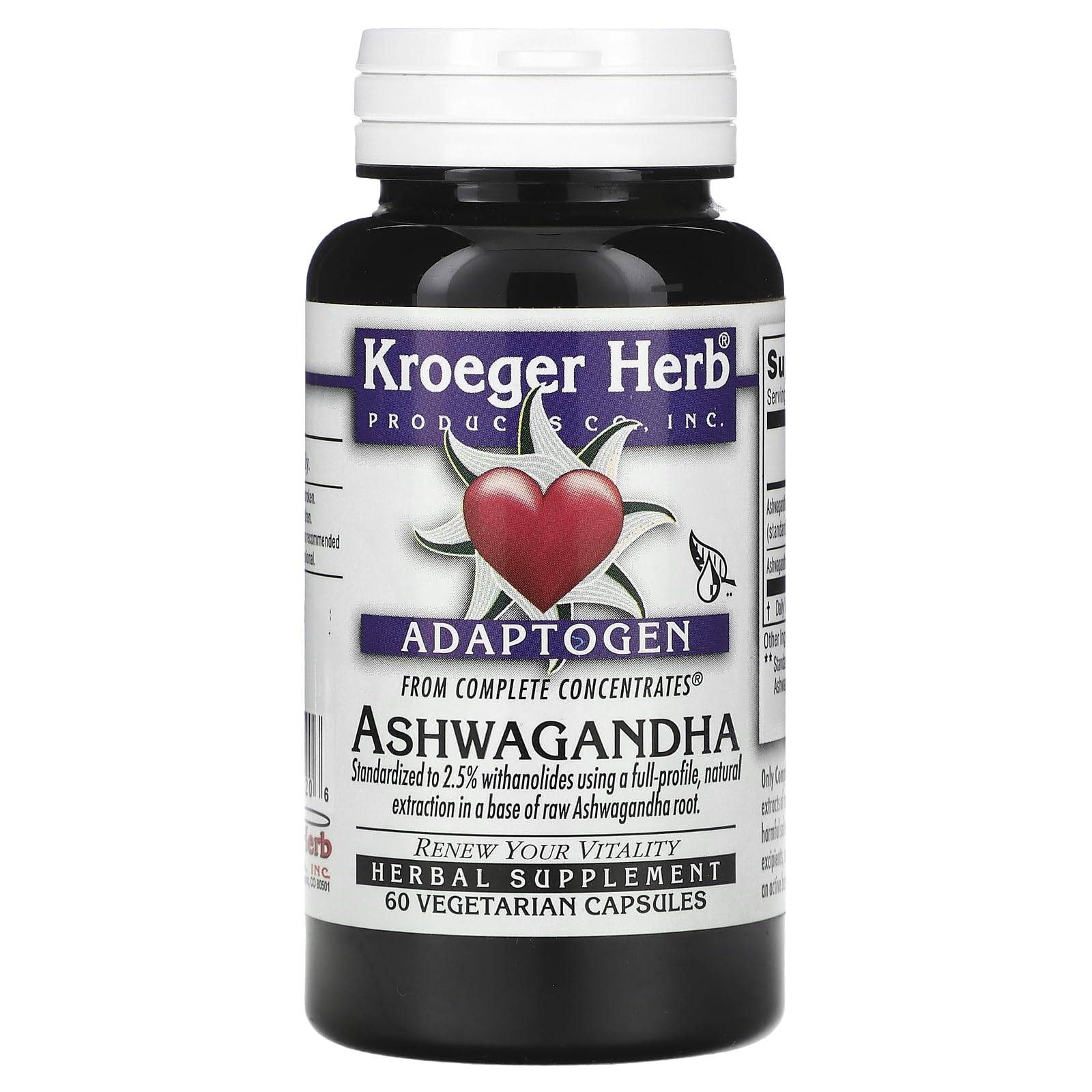 Foto 2 pulgar | Suplemento Kroeger Herb Concentrado Completo De Ashwagandha 60c - Venta Internacional.