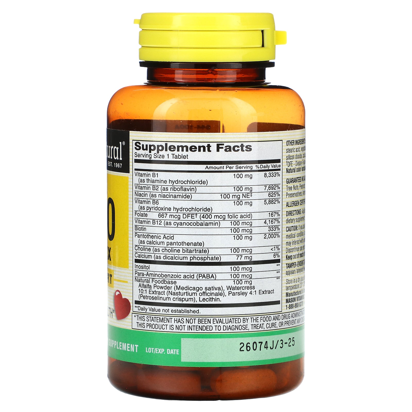 Foto 3 pulgar | Suplemento Mason Natural Ultra B-100 Complex 100 Comprimidos - Venta Internacional.