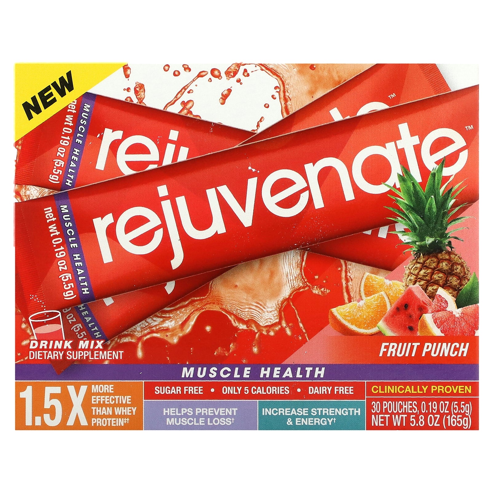 Foto 2 pulgar | Mezcla De Bebidas Para La Salud Muscular, Ponche De Frutas Rejuvenecedor, 30 Bolsas - Venta Internacional.