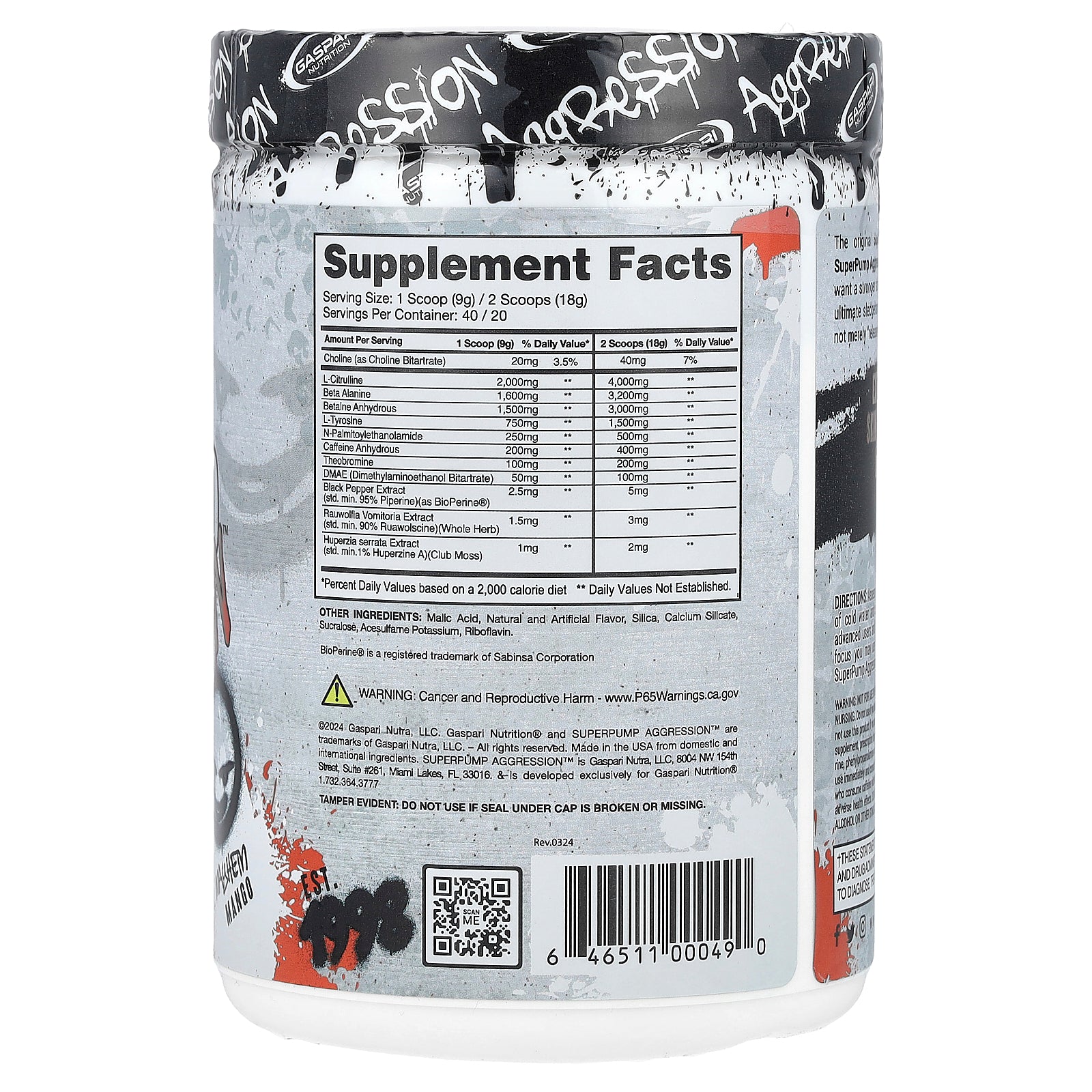 Foto 2 | Mango Gaspari Nutrition Superpump Aggression Mayhem 360 G Para Antes Del Entrenamiento - Venta Internacional.