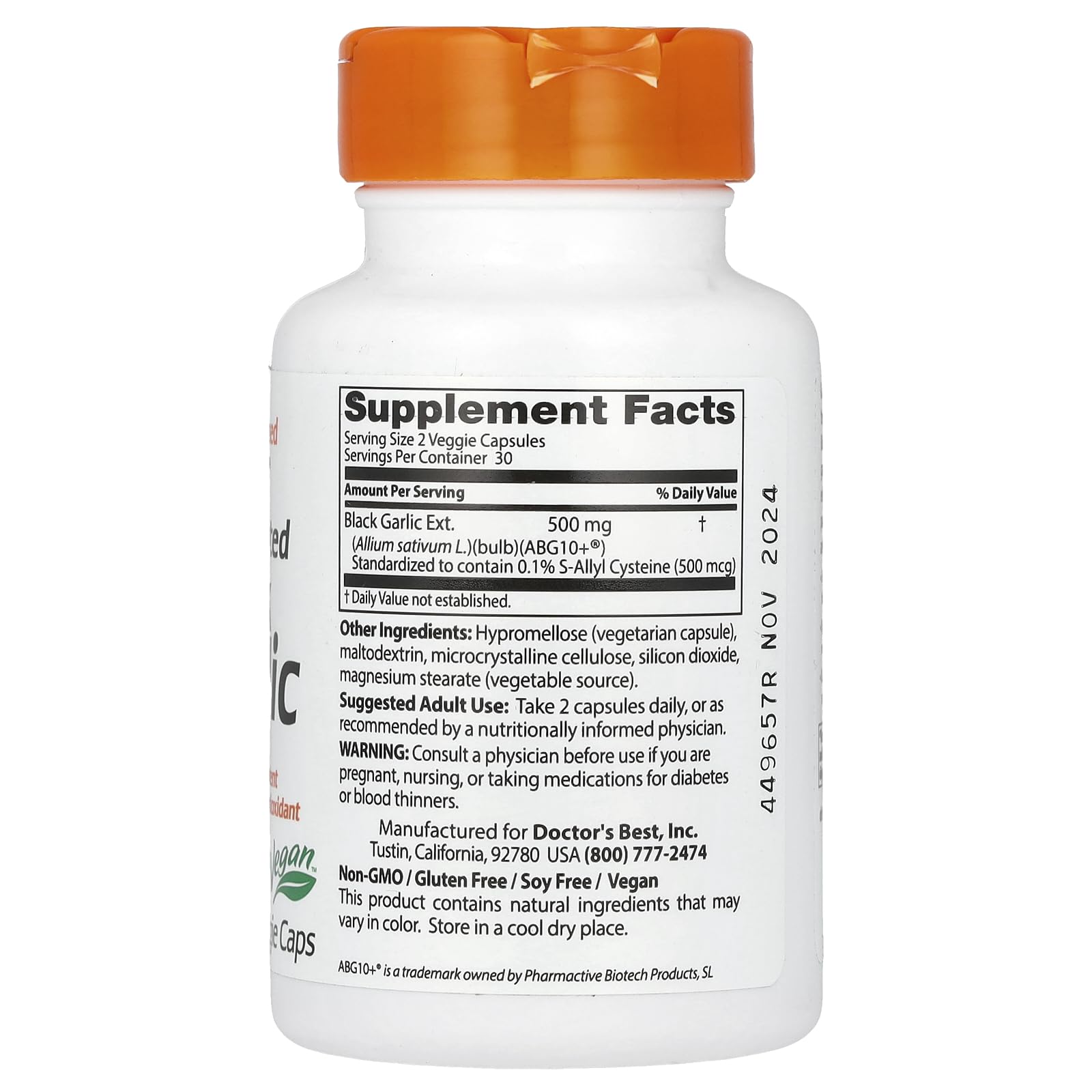 Foto 3 pulgar | Suplemento Doctor's Best Extracto de Ajo Negro ABG10+ 250 mg - Venta Internacional