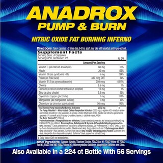 Foto 2 | Suplemento Para El Máximo Rendimiento Humano Anadrox Pump & Burn 112 Cápsulas - Venta Internacional.