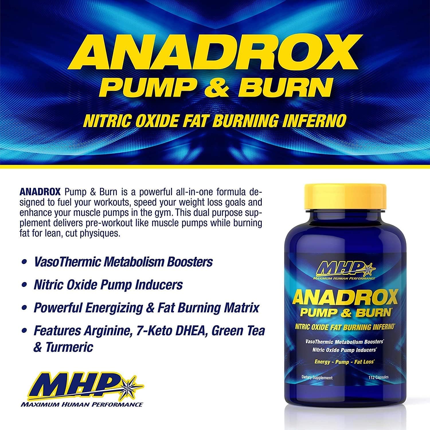 Foto 4 pulgar | Suplemento Para El Máximo Rendimiento Humano Anadrox Pump & Burn 112 Cápsulas - Venta Internacional.