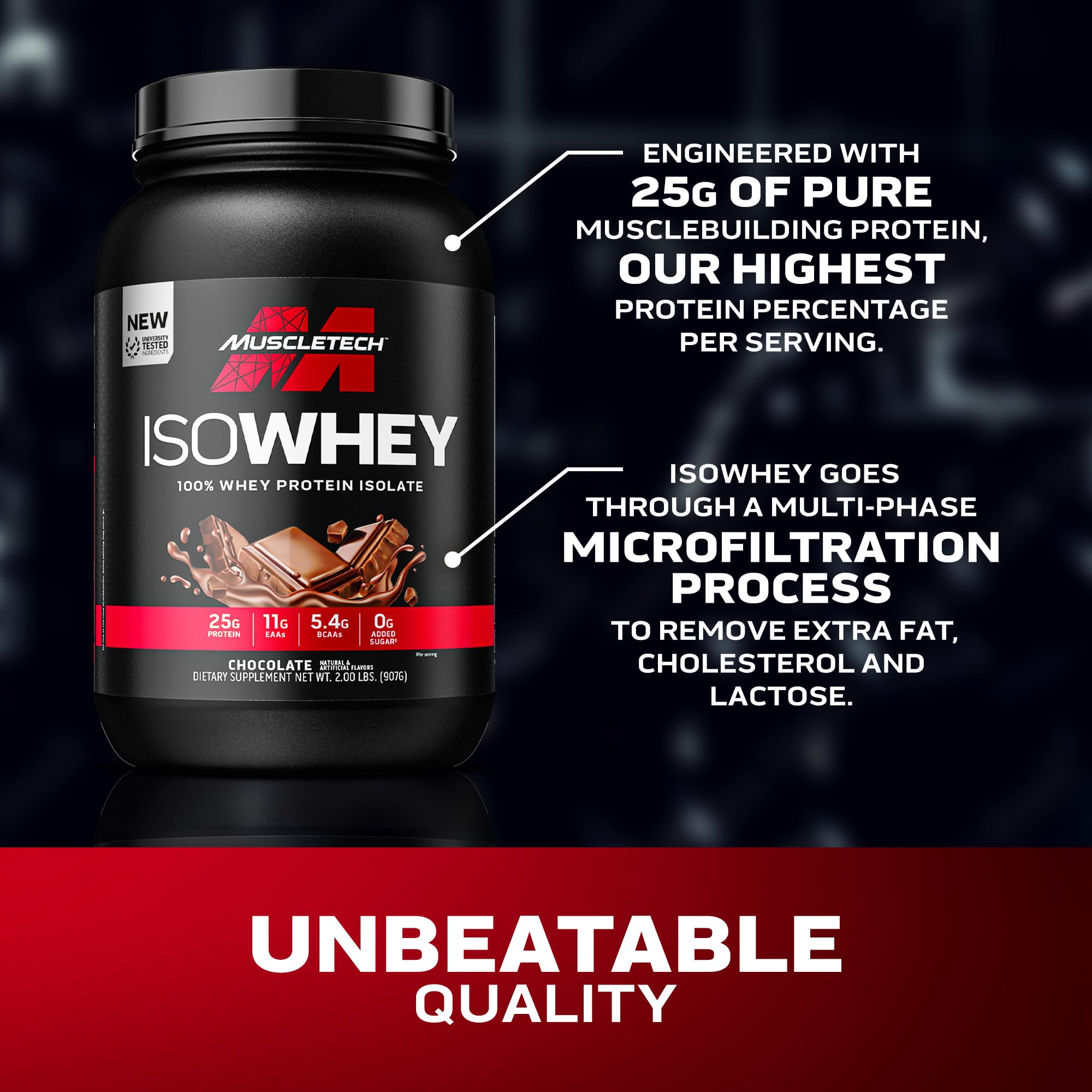 Foto 4 pulgar | Proteína En Polvo Muscletech Iso Whey Isolate Chocolate 908 G - Venta Internacional.