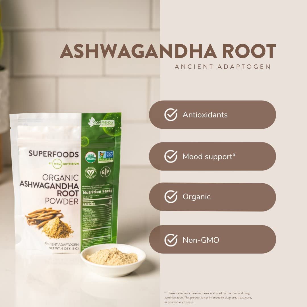 Foto 4 pulgar | Suplemento En Polvo De Raíz De Ashwagandha Orgánica Mrm Nutrition - Venta Internacional.