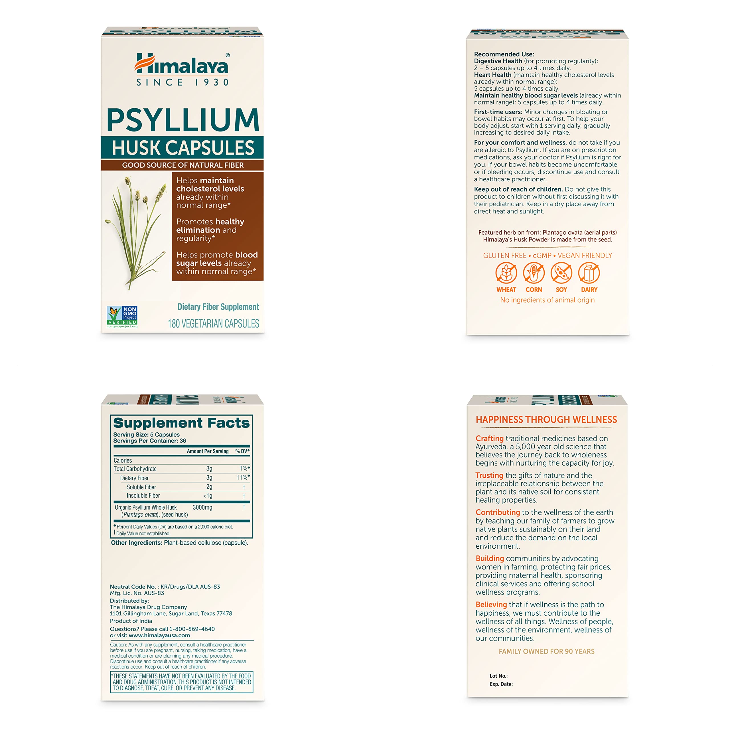 Foto 6 | Suplemento De Cáscara De Psilio Del Himalaya, 180 Cápsulas - Venta Internacional.