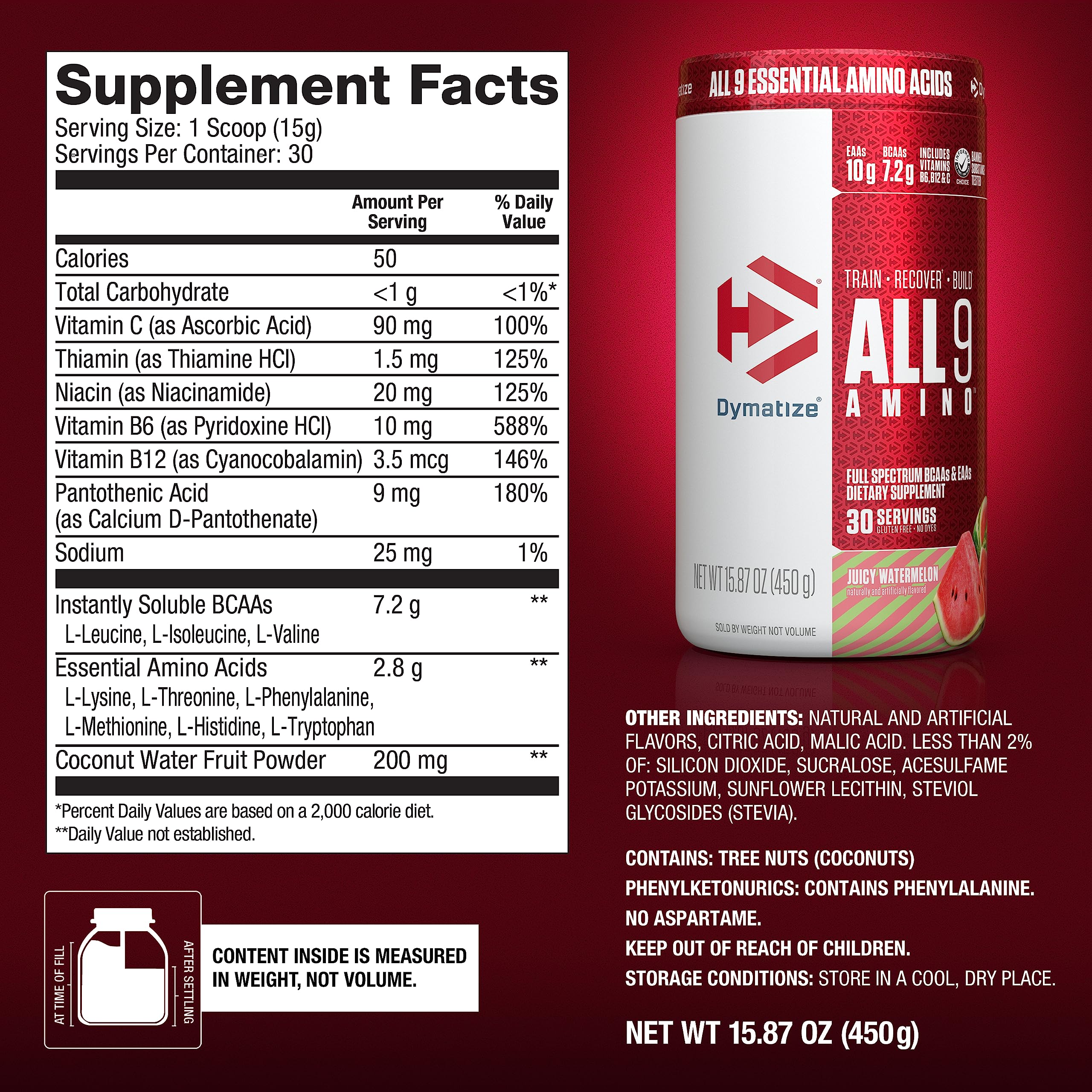 Foto 6 pulgar | Suplemento Dymatize All9 Amino Fruit Fusion Rush 450g - Venta Internacional.