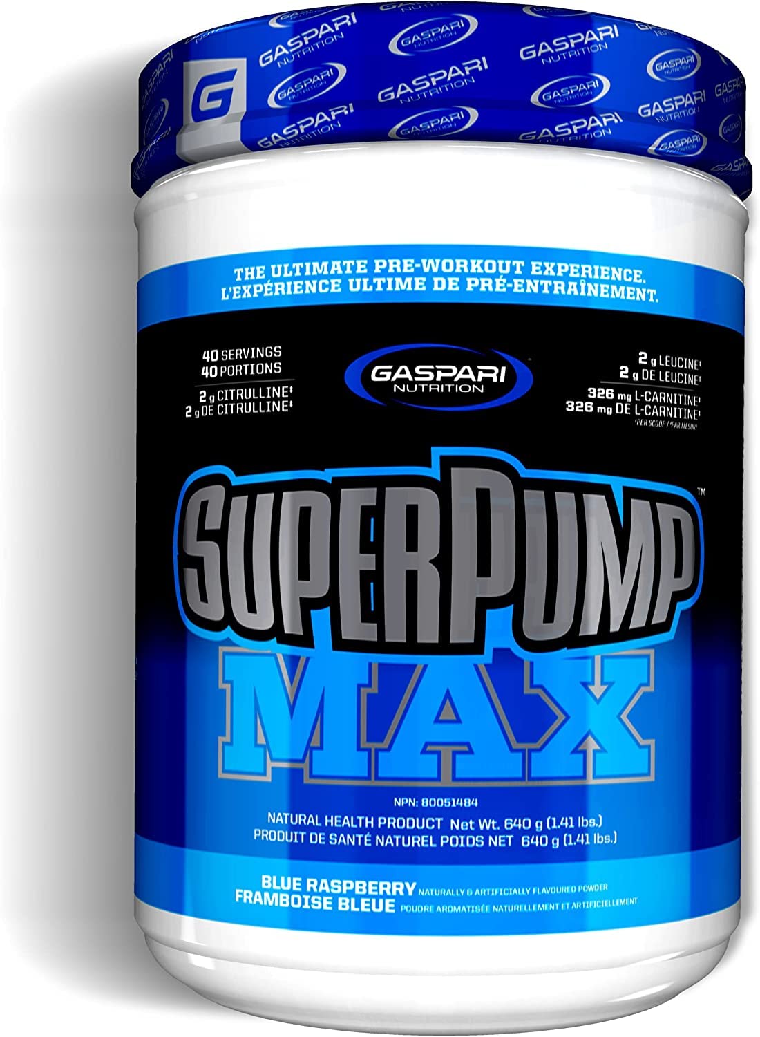 Foto 2 pulgar | Gaspari Nutrition Superpump Max Blue Raspberry Antes Del Entrenamiento - Venta Internacional.