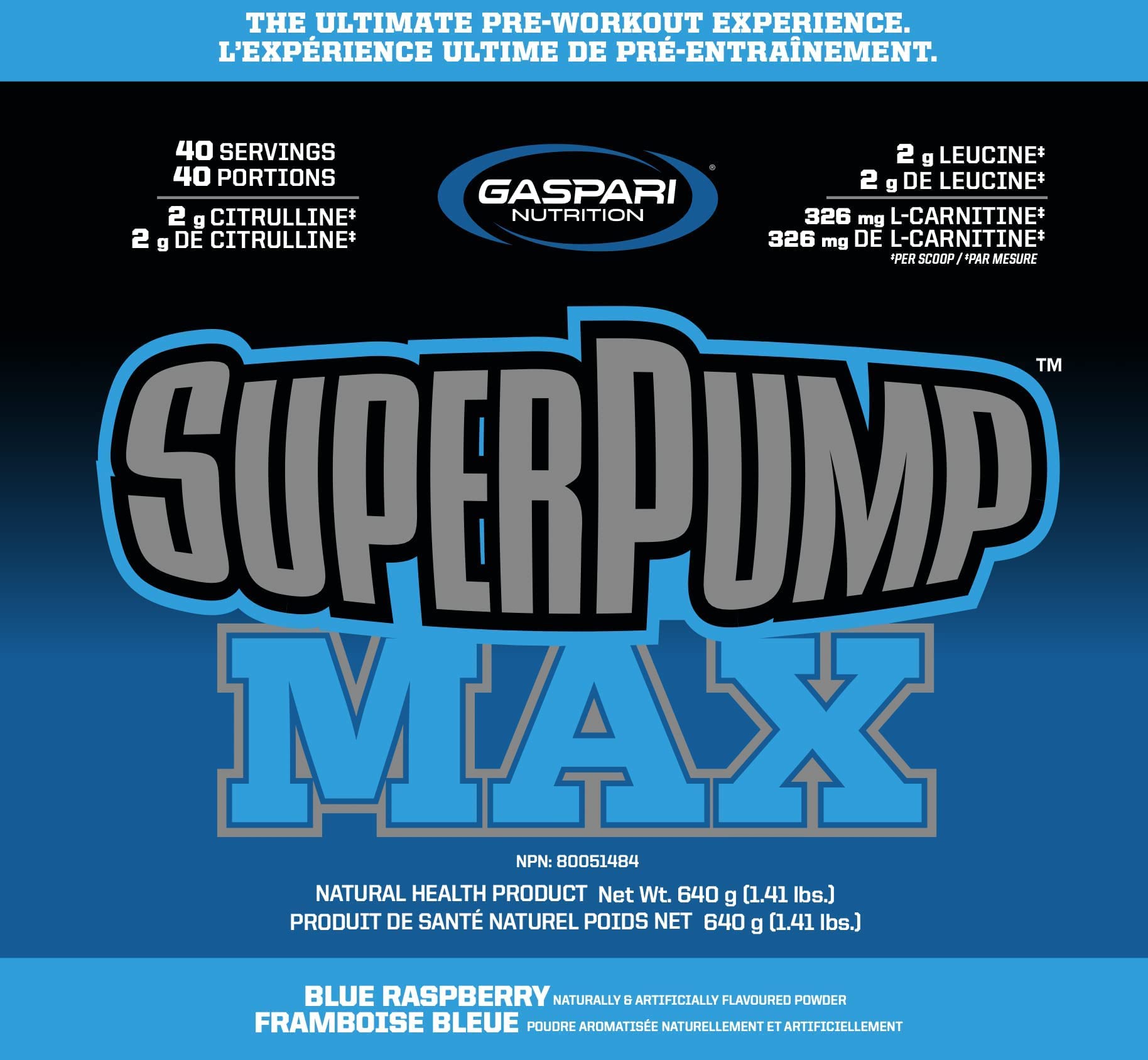 Foto 3 | Gaspari Nutrition Superpump Max Blue Raspberry Antes Del Entrenamiento - Venta Internacional.
