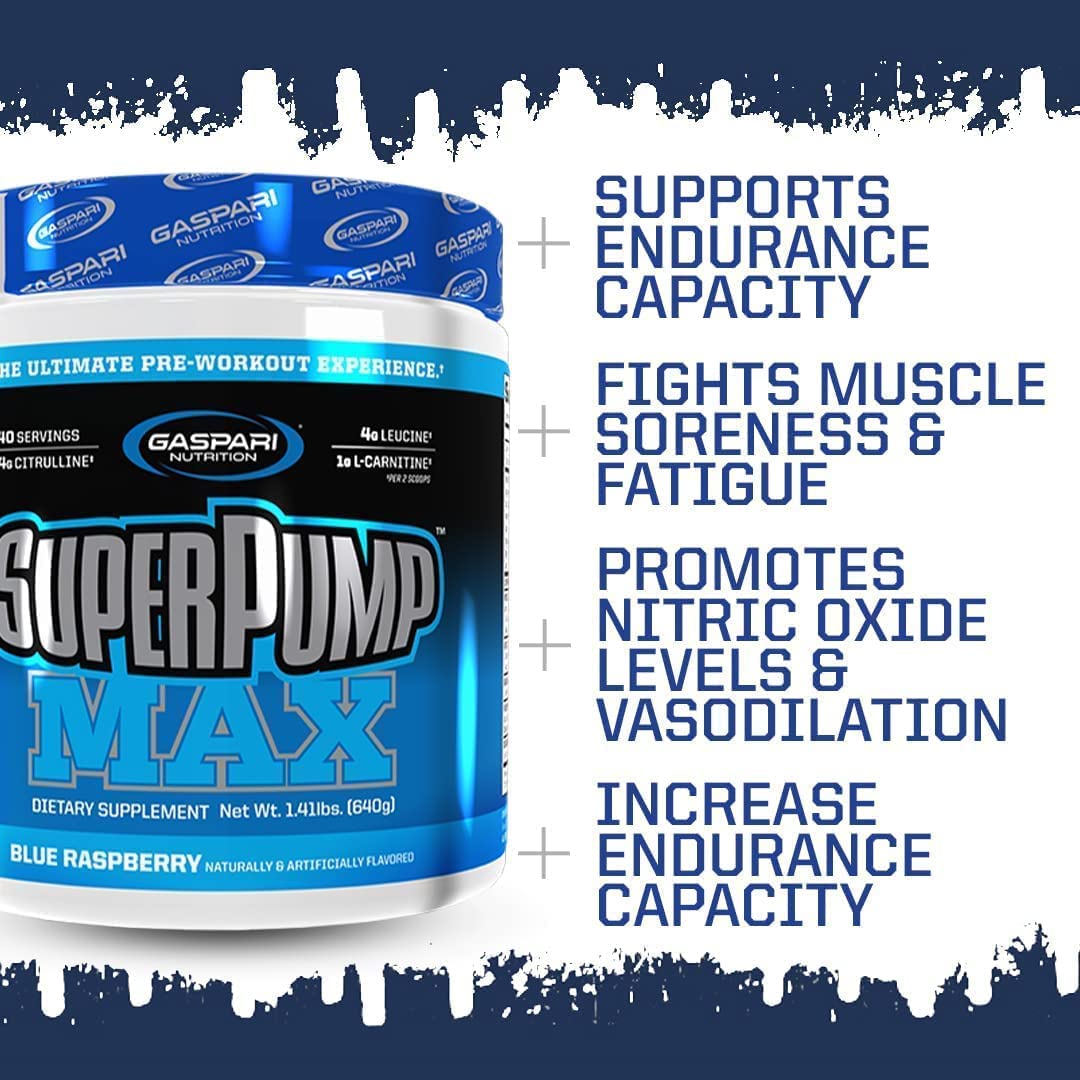 Foto 4 | Gaspari Nutrition Superpump Max Blue Raspberry Antes Del Entrenamiento - Venta Internacional.