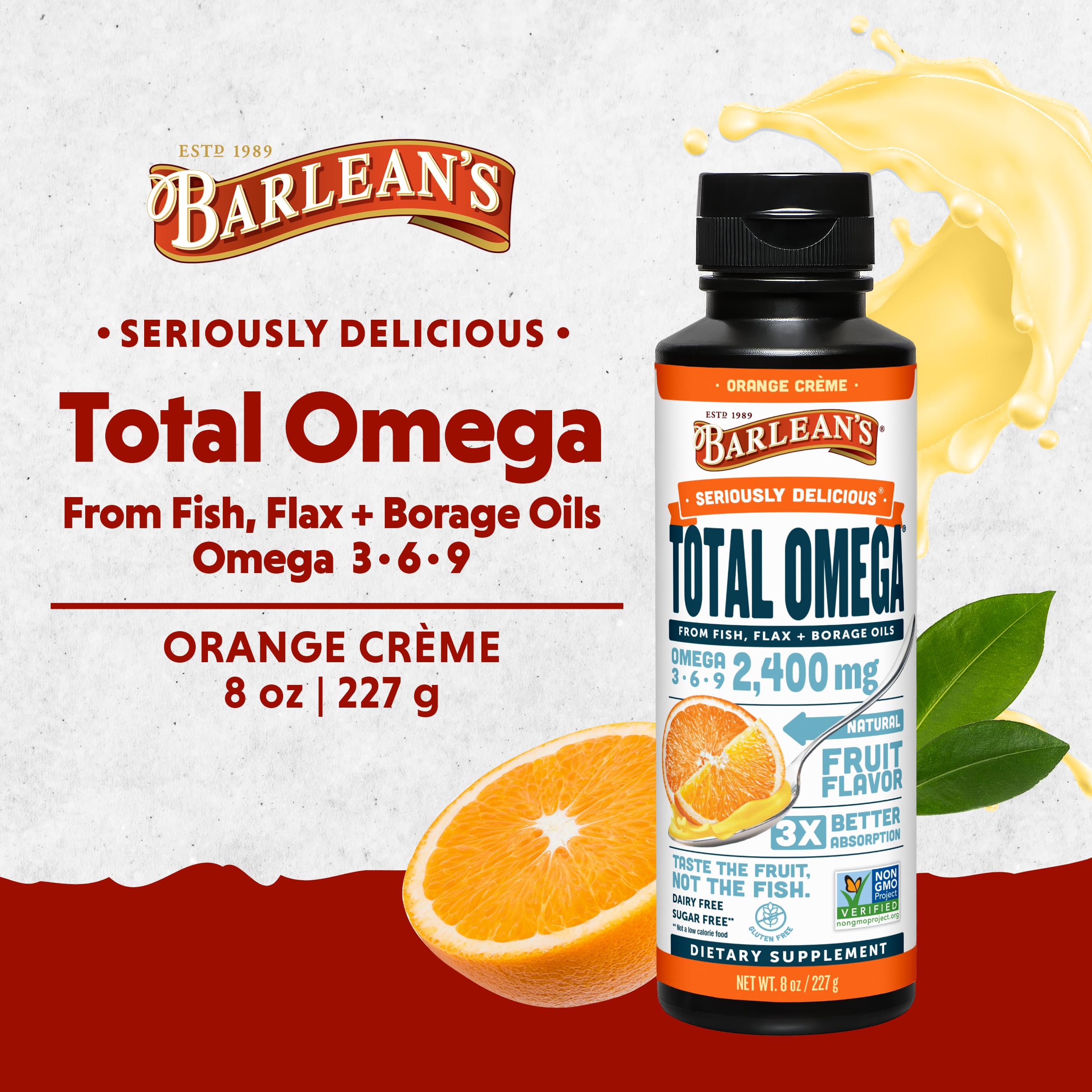 Foto 3 pulgar | Suplemento Barlean's Total Omega 3 6 9 Crema De Naranja 240 Ml - Venta Internacional.
