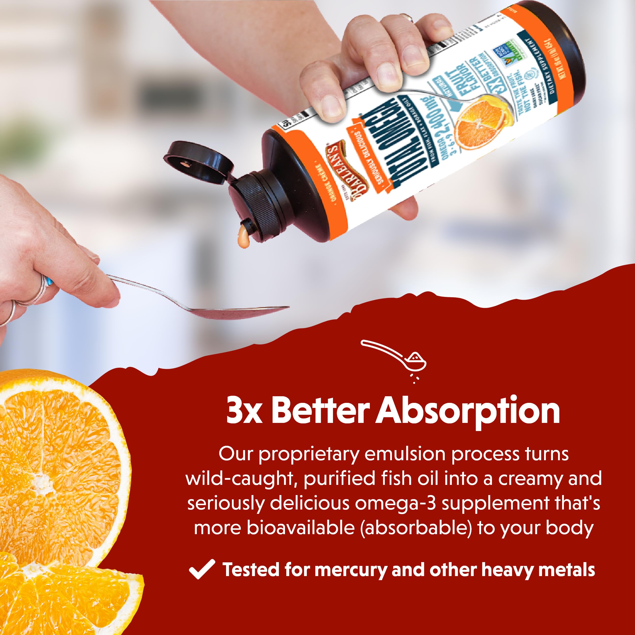 Foto 5 pulgar | Suplemento Barlean's Total Omega 3 6 9 Crema De Naranja 240 Ml - Venta Internacional.