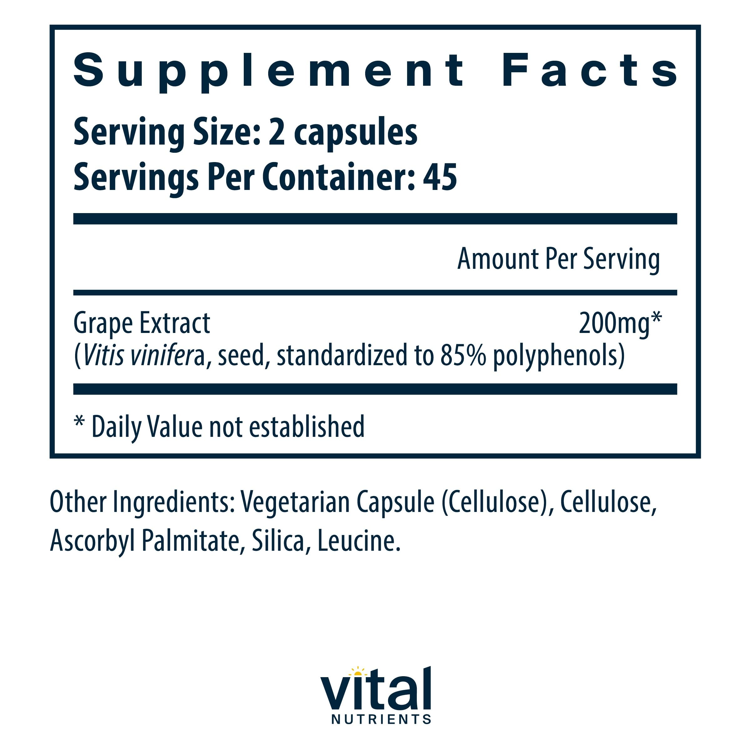 Foto 3 pulgar | Suplemento Vital Nutrients: Extracto De Semilla De Uva, 100 Mg, 90 Cápsulas - Venta Internacional.