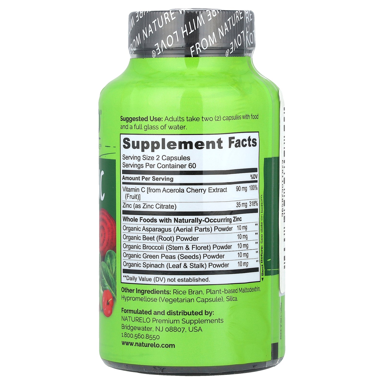 Foto 3 pulgar | Complemente Naturelo Vegan Zinc Con Vitamina C 120 Cápsulas - Venta Internacional.
