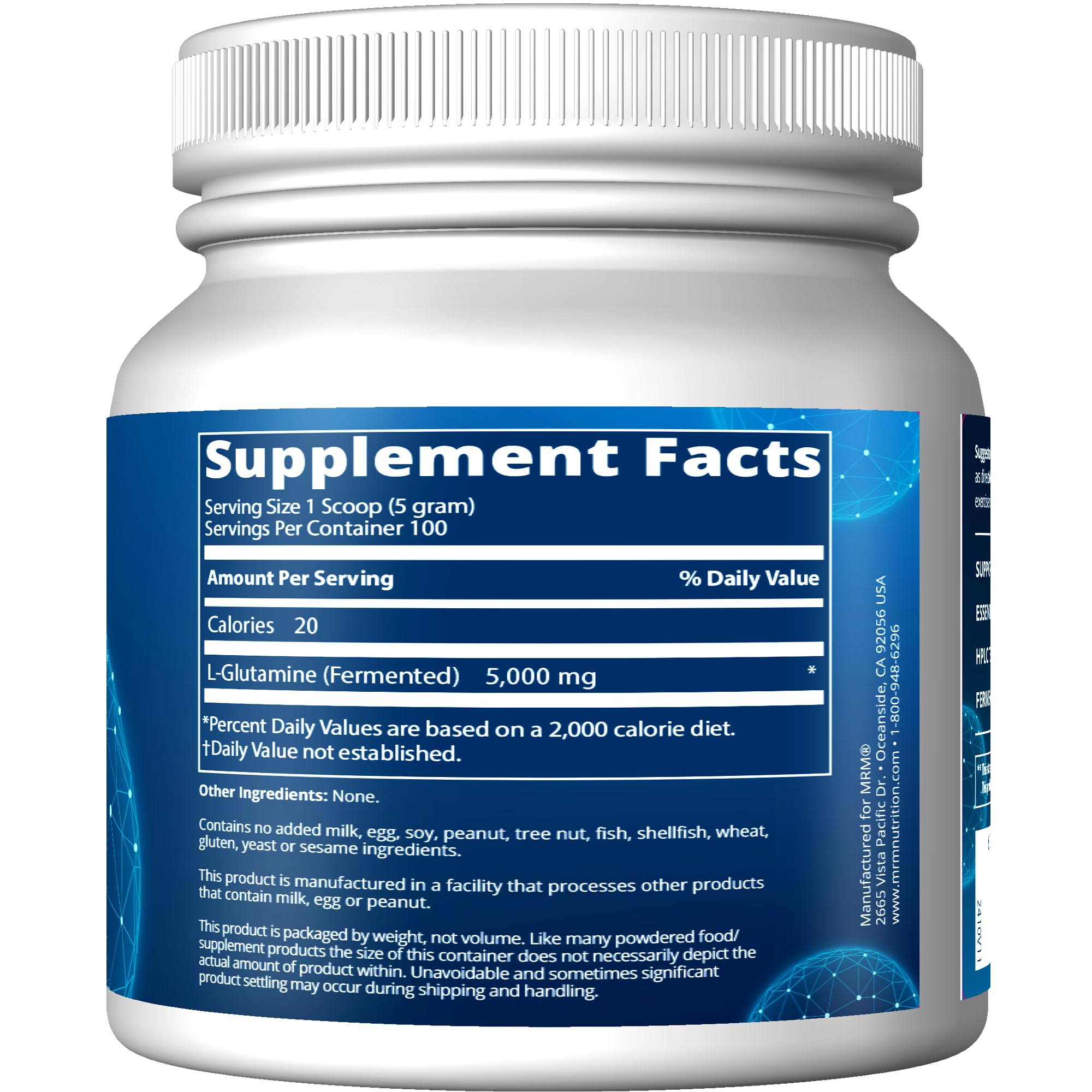 Foto 3 pulgar | Suplemento Mrm Nutrition L-glutamina 5000 Mg 100 Porciones - Venta Internacional.
