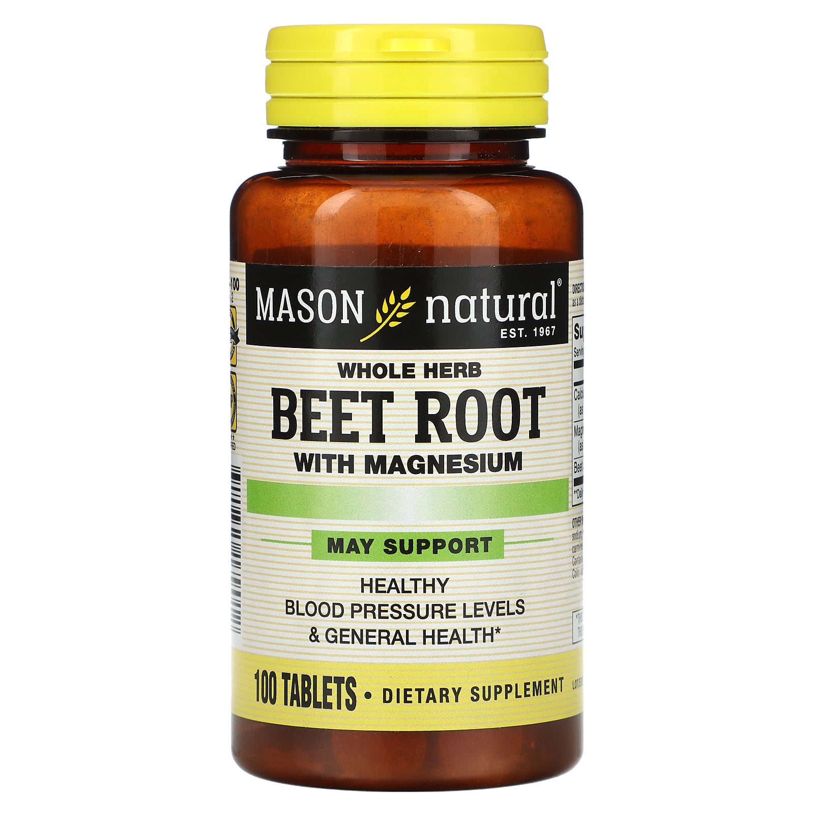 Foto 1 | Suplemento Mason Natural, Hierba Integral, Raíz De Remolacha Con Magnesio, 100 Tabletas - Venta Internacional.