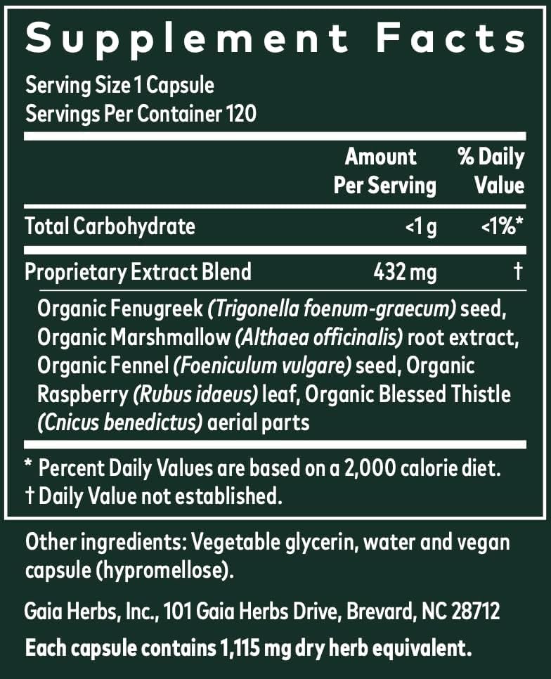 Foto 3 pulgar | Suplemento Gaia Herbs Lactation Support 120 Cápsulas Veganas - Venta Internacional.