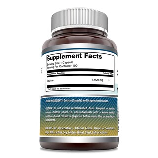 Foto 2 | Suplemento Amazing Formulas De Taurina 1000 Mg 100 Cápsulas - Venta Internacional.